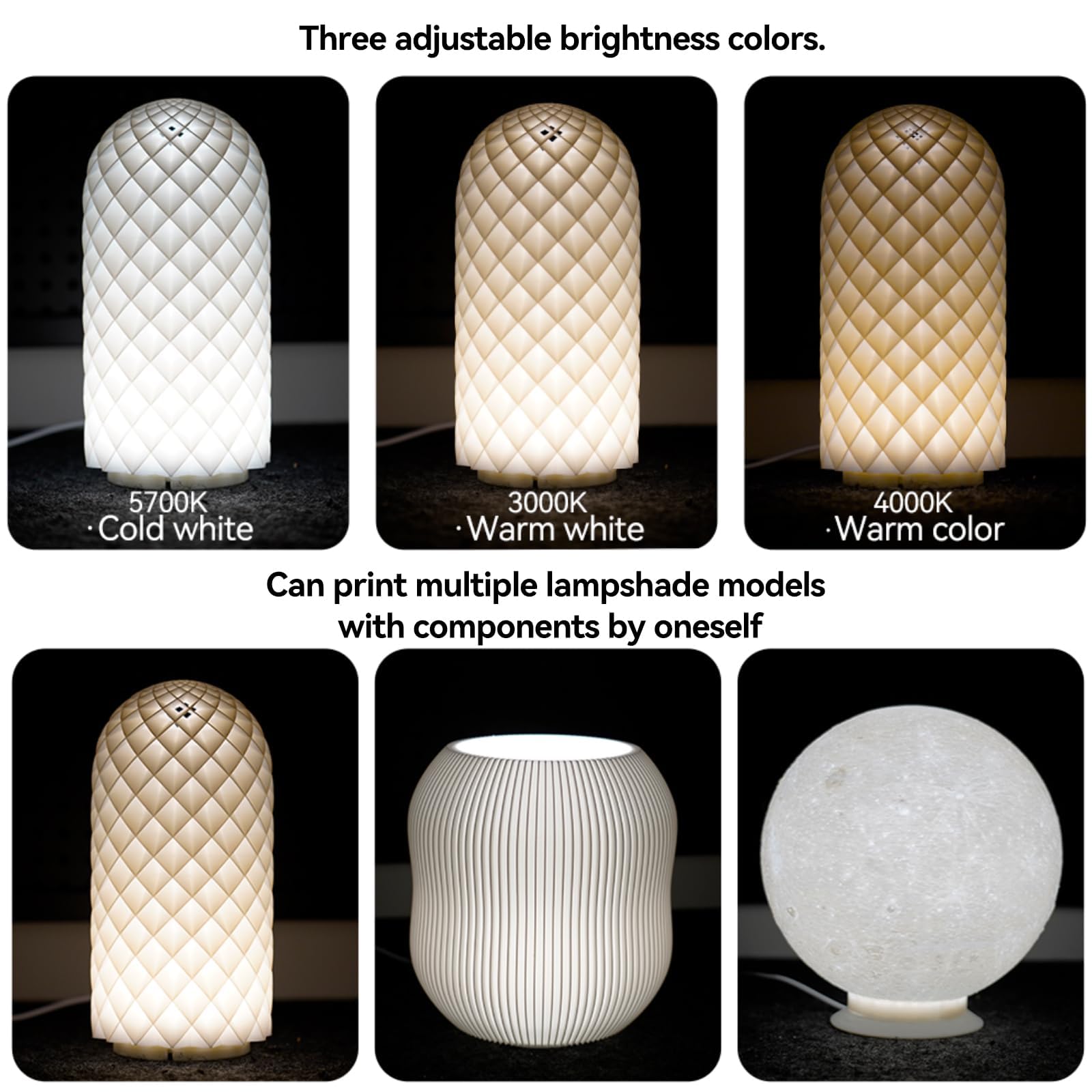 Lot de 12 lampes LED pour imprimante 3D 001 3 couleurs DIY Kit d'éclairage pour laboratoire Bambu