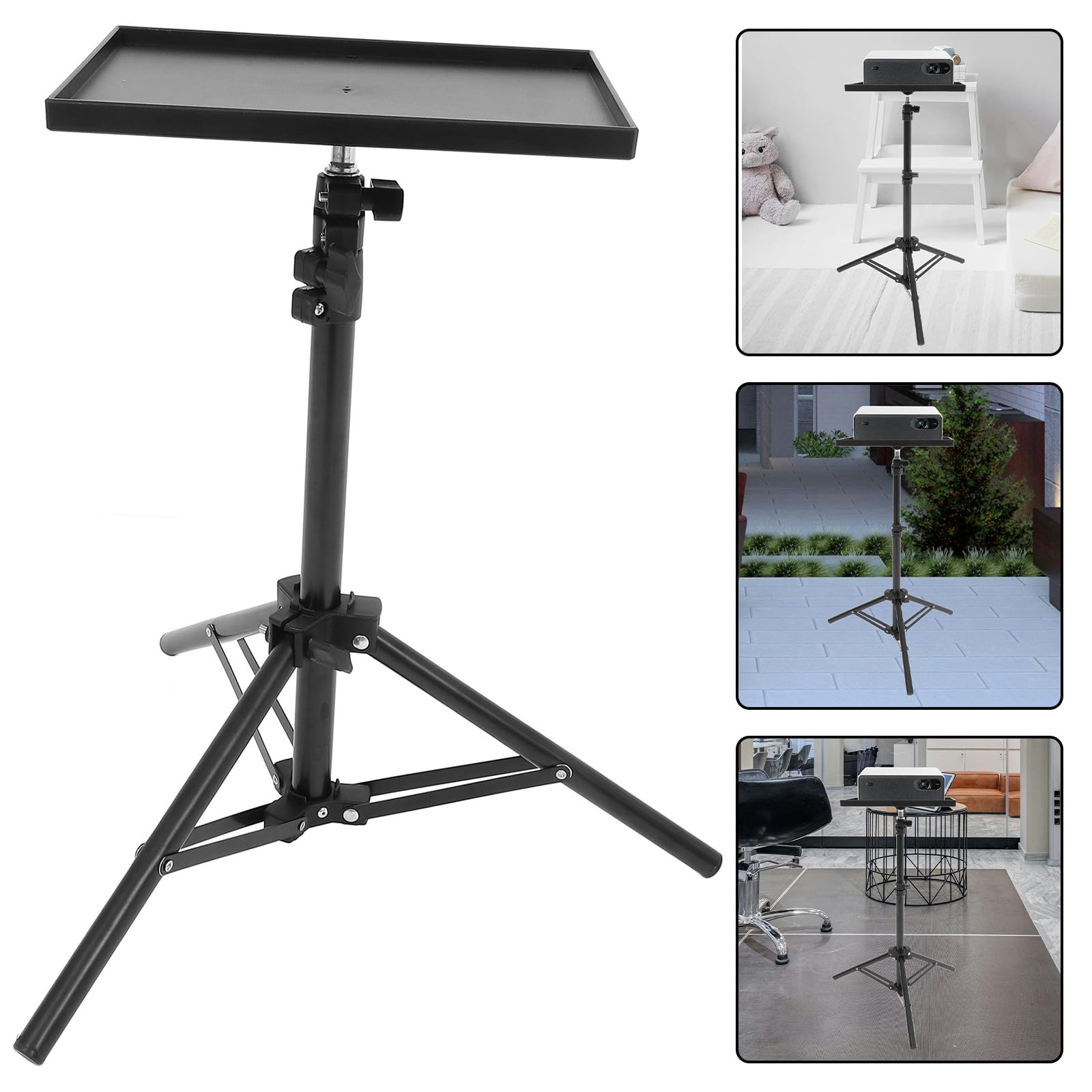 Mipcase Treppiede per Proiettore Asta Telescopica e Supporto Vassoio, Regolabile in Altezza, per Home Theater e Eventi Dj
