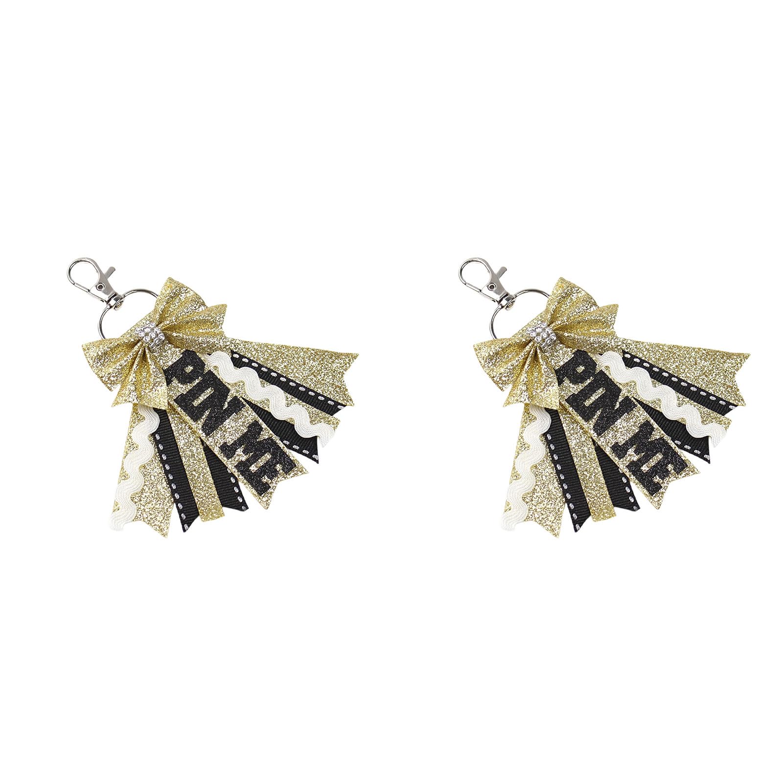 Jazuaiao Cheer PinMe Ribbon for Backpacks Glitters Cheerleaders Keychains Bulk Gift PinMe Keychains