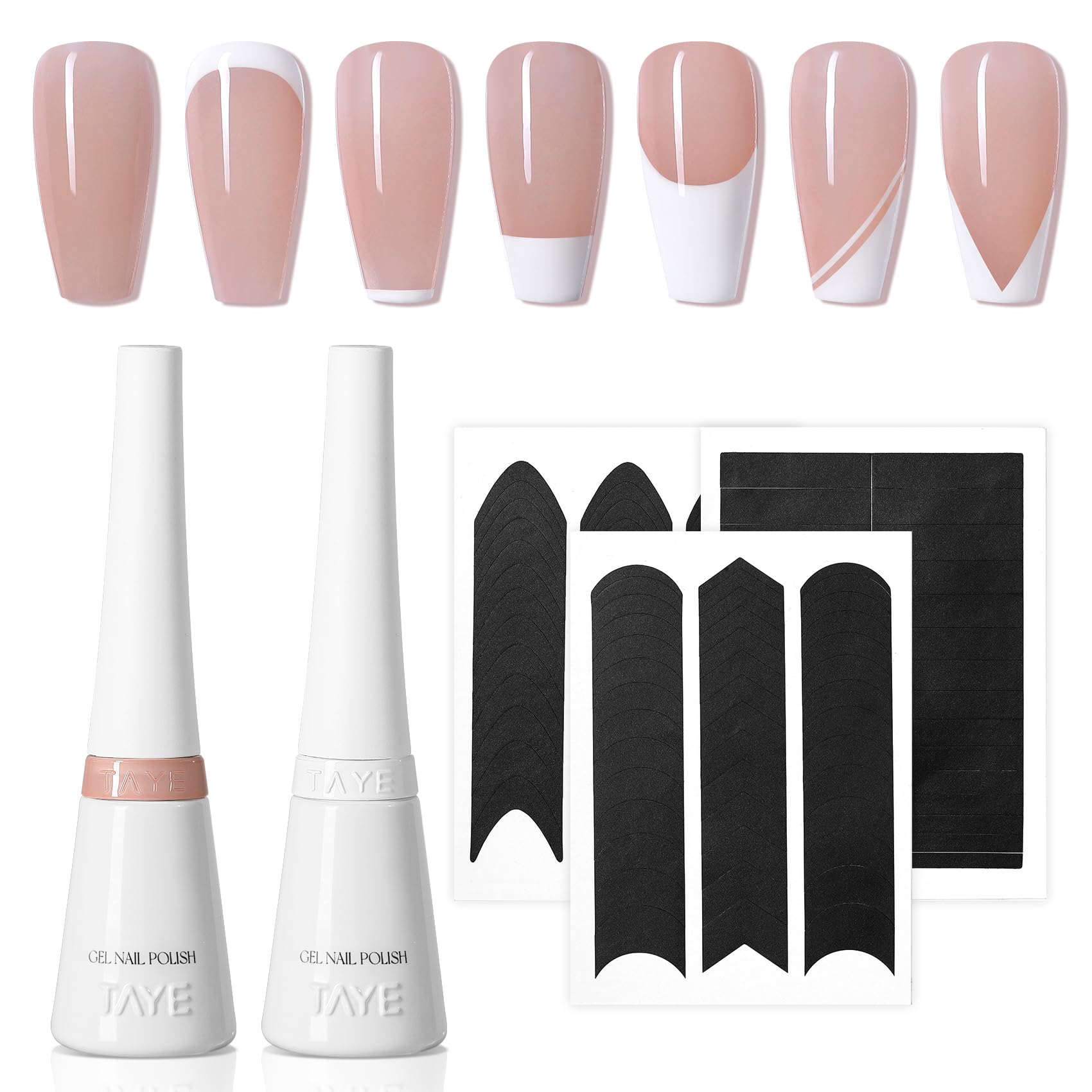 TAYE Jelly Nude White French Gel Nail Polish Set 2 Colors White Jelly Pink Gel Nail Polish for