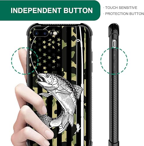 Miniatura 4 de DAIZAG Funda compatible con iPhone 7 Plus8 Plus Camo Fishing American Flag Phone Case a prueba de golpes suave funda para teléfono para niños y