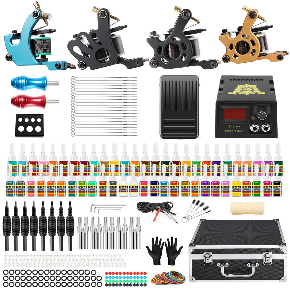 Amazon.com: Solong Complete Tattoo Kit 4 Tattoo Machine Guns 54