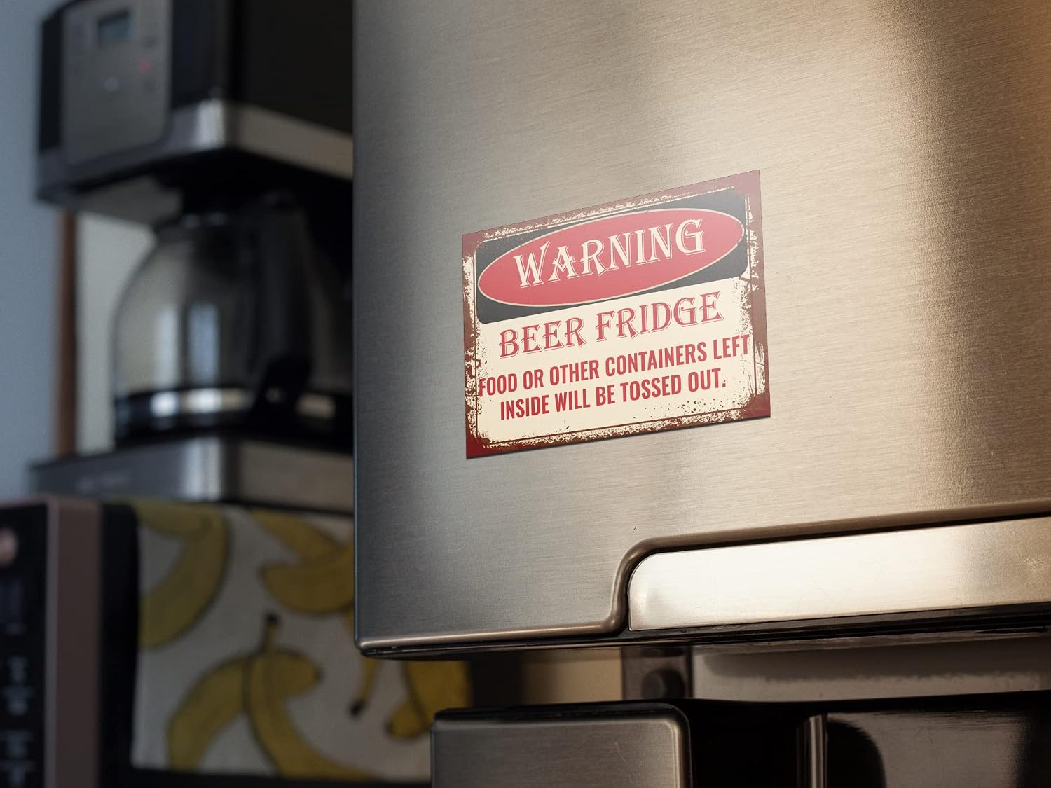 Beer Fridge Magnet for Man Cave Shop Garage Basement or Bar | Vinyl Magnets for Refrigerator, Bumper, or Tool Box 4" x 6" Warning Beer Fridge image 3