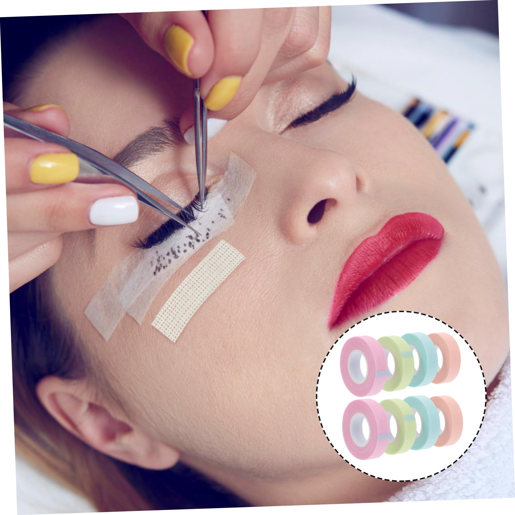 HAPINARY Eyelash Extension Pads Non-woven Lash Isolation Tape 8 Rolls Face Tape for Makeup Easy to Use and Apply