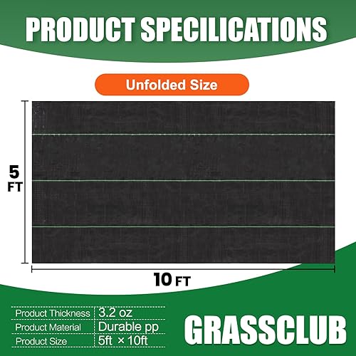 Miniatura 2 de 5 x 10 pies de tela de barrera de malas hierbas para jardín, paisaje, bloqueador de malas hierbas, tela tejida resistente