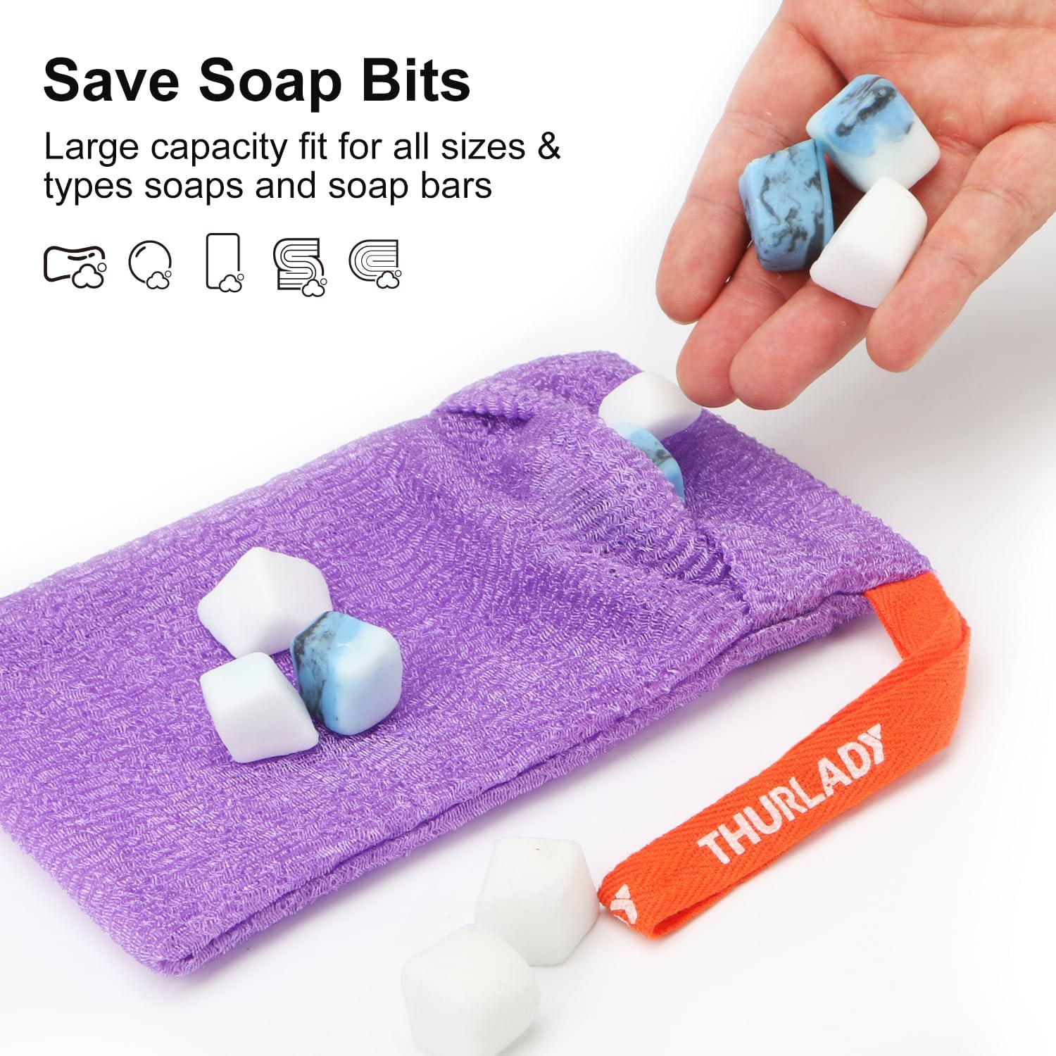 African Exfoliating Net Sponge with Soap Saver Bag, Olive | Stretchable Nylon Mesh Body Scrubber for Full-Body Cleansing, Deep Exfoliation, Rich Lather & Quick-Drying Shower Tool