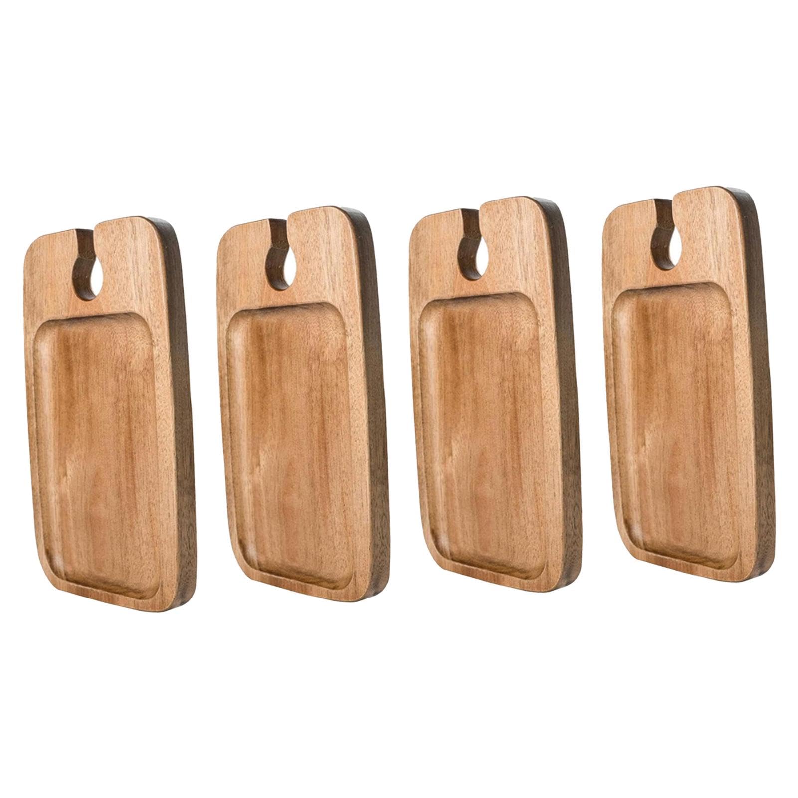 Bandeja de Madera de 2 Piezas para Aperitivos con Compartimento de Vidrio, Plato para Snacks, Bandeja para Servir, Tabla de Embutidos, Tabla de Quesos, 4 Piezas, Individual