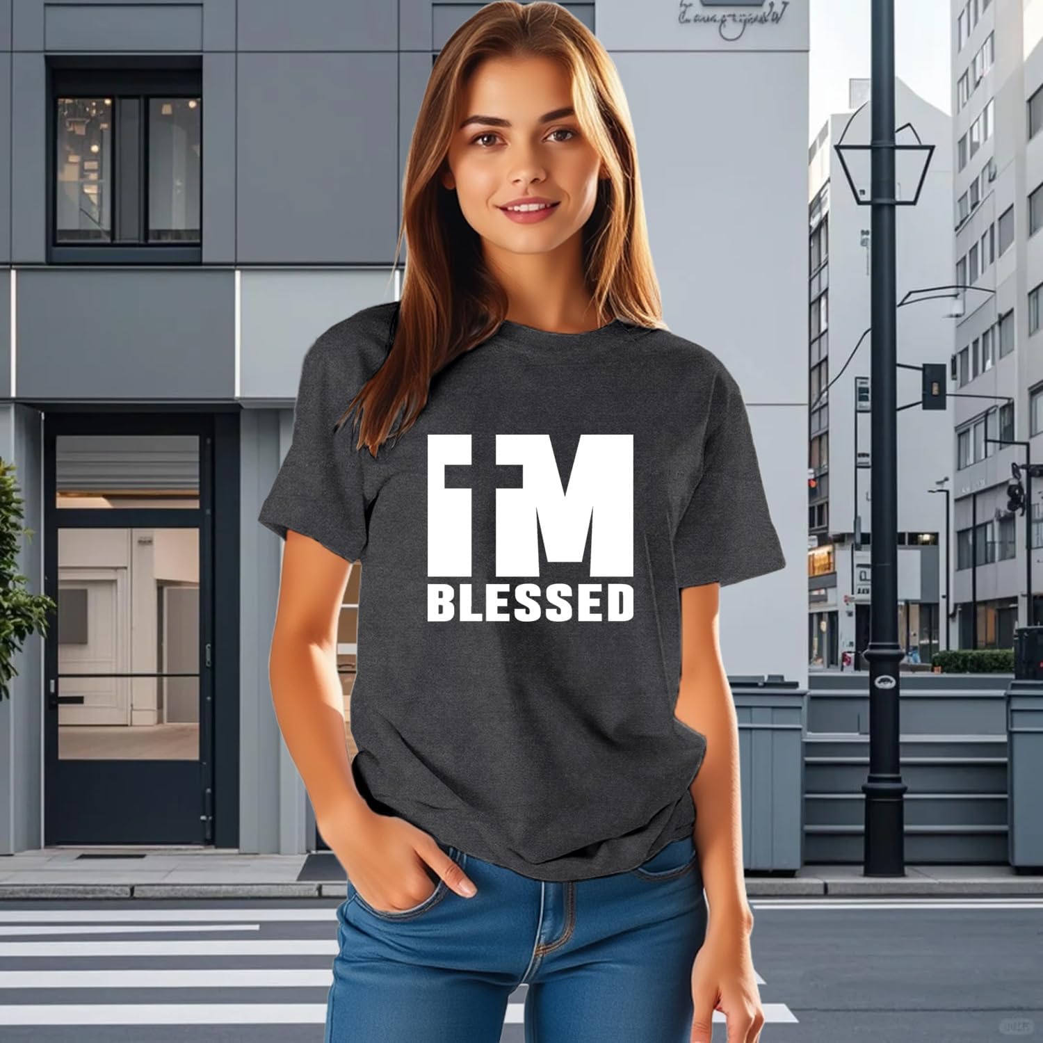 Womens Christian Shirt I M Blessed T-Shirt Inspirational Faith-Based Tee Tops - Image 4
