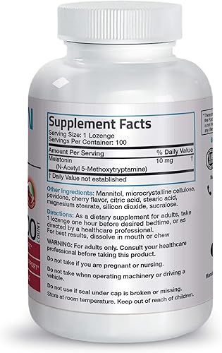 Bronson Tabletas de disolución rápida de melatonina de 10 mg - Mantente dormido más tiempo - 100 tabletas de disolución rápida con sabor a cereza Bronson Tabletas de disolución rápida de melatonina de 10 mg - Mantente dormido más tiempo - 100 tabletas de disolución rápida con sabor a cereza