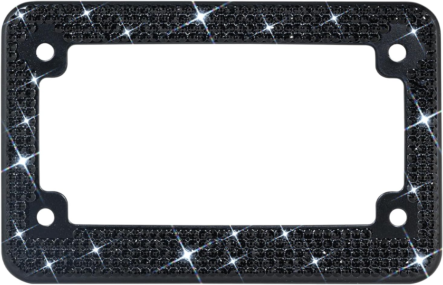 XCLPF Motorcycle Black Bling License Plate Frames,Diamond Rhinestone Motorcycle License Plate Holder,Motorbike Black Crystals License Plate Cover,Motorcycle License Plate Accessories
