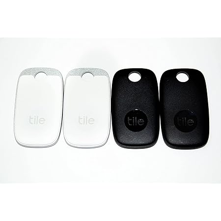 Tile Pro (2022) 4-Pack. Powerful Bluetooth Tracker, Keys Finder and Item Locator for Keys, Bags, and More; Up to 400 ft Range. Water-Resistant. Phone Finder. iOS and Android (2 Black, 2 White)