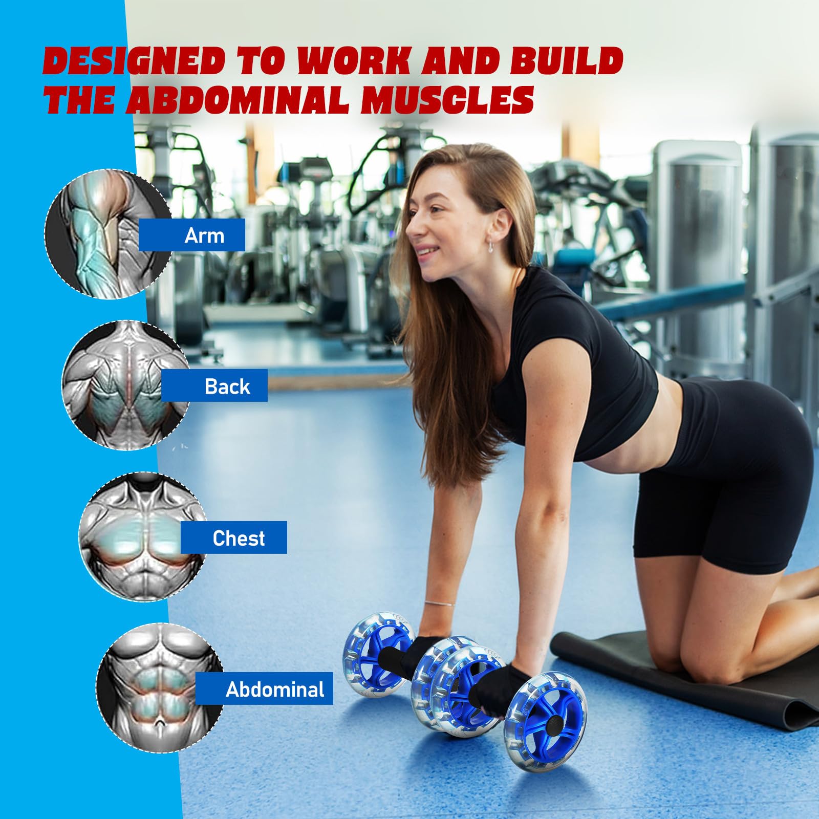 jojofuny Rueda Doble y Ruedas Dobles para Abdominales Diseño Antideslizante Material Pp y Pvc, Ligera y Estable para Entrenamiento de Abdomen en Casa