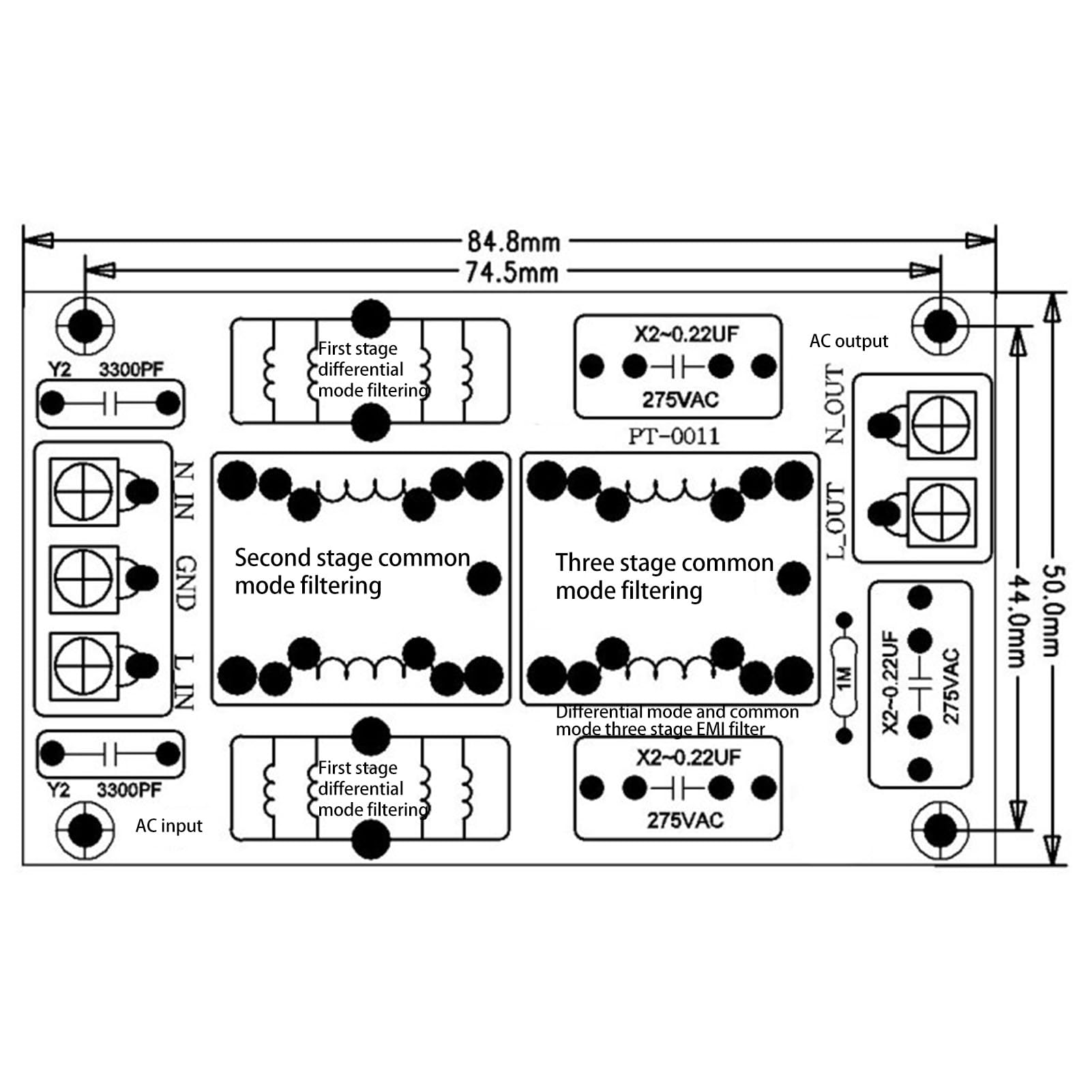 Jadeshay Filtre EMI d'alimentation CC, Filtre EMI 20a 3 étages Excellent Filtrage du Bruit Amplificateur Audio Carte De Filtrage d'alimentation AC110V-250V