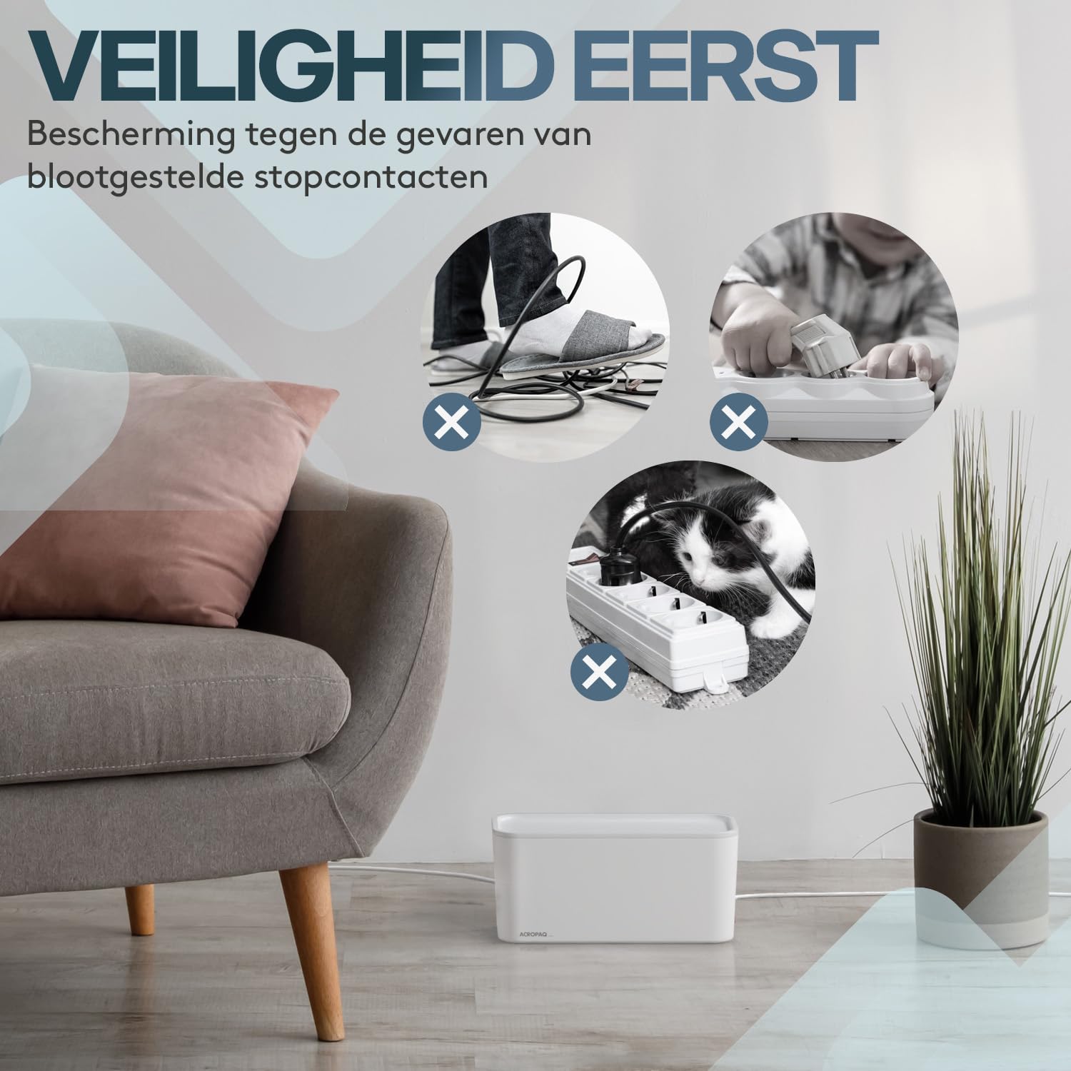 Acropaq Kabelbox Small Opbergbox stekkerdoos Kabel organiser Wit