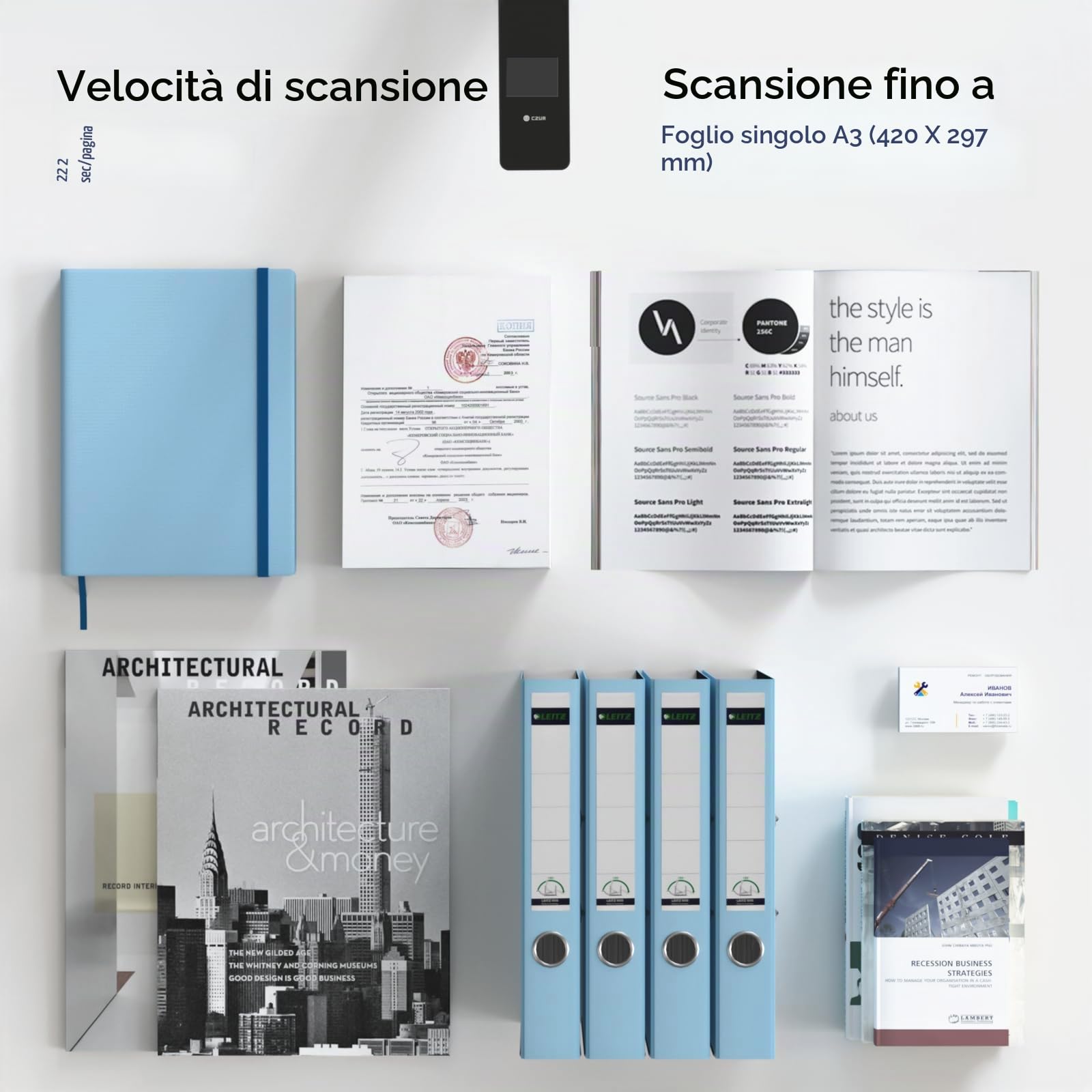 Scanner per Libri e Documenti CZUR Aura Pro, Cattura A3 e A4, Tecnologia AI per Appianare e Ruotare Automaticamente l’Immagine, Pieghevole e Portatile, Compatibile con Windows e Mac OS