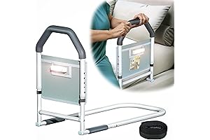 Adjustable Bed Rails for Elderly Adults Safety - with Motion Light and Storage Pocket