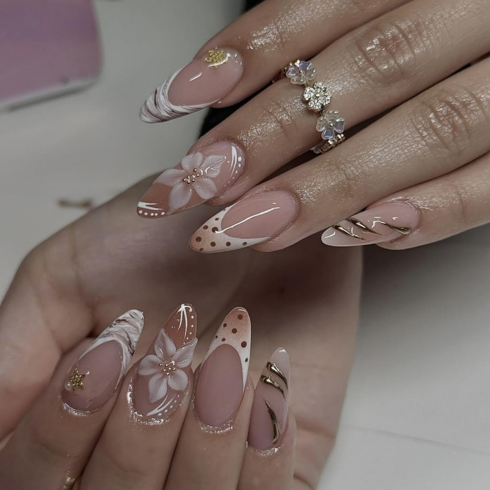 French Tips Press On Nails - Almond Design -15 French Tips Press On Nails - Almond Design -15