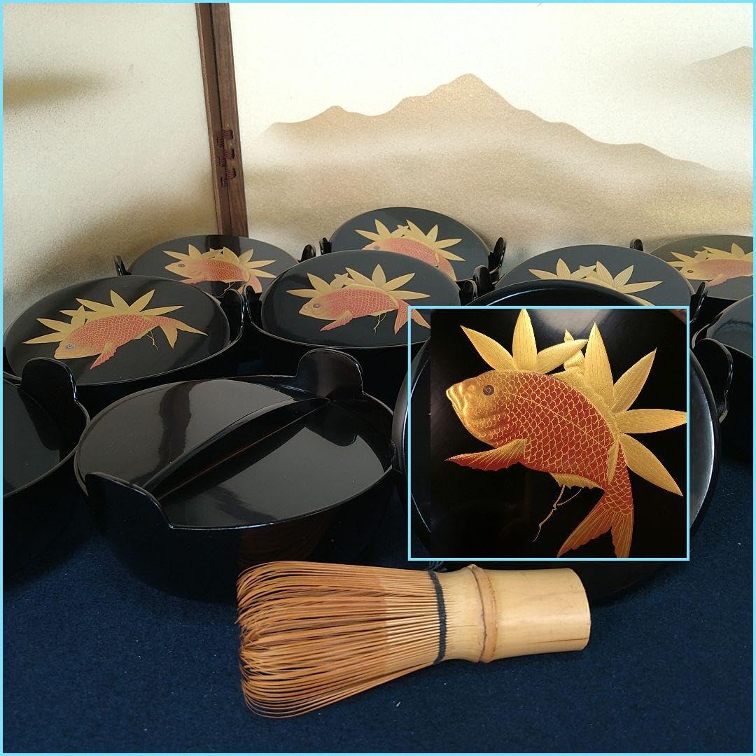 みつ輪島塗 光淋蒔絵 木箱あり 金彩 吸物椀10客 輪島塗 つばき蒔絵