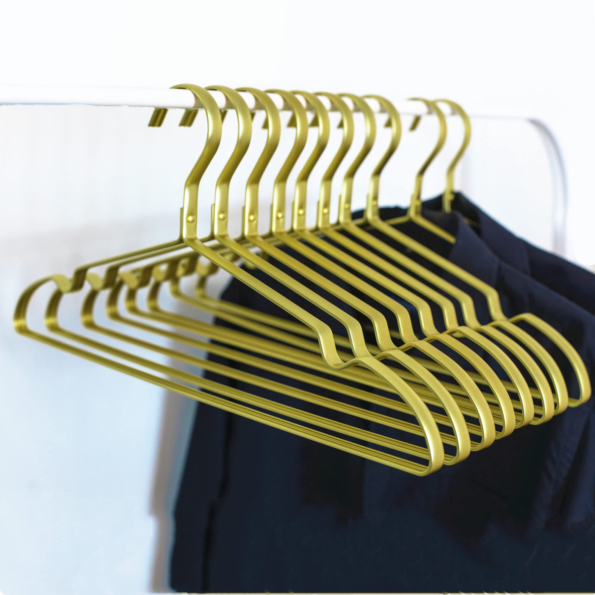 Cocomaya 42cm Matte Aluminum Clothes Hanger, Coat Hanger, Suit Hanger, Dress Hanger with Notches (Matte Gold color, 5)