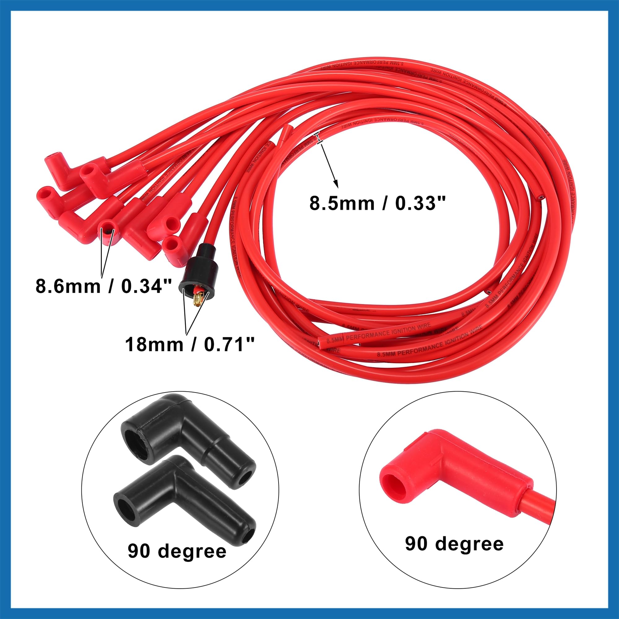 A ABSOPRO Veicolo 8mm Universale Scintilla Spina Accensione Cavo Rosso Set ricambio Sostituzione dell'articolo