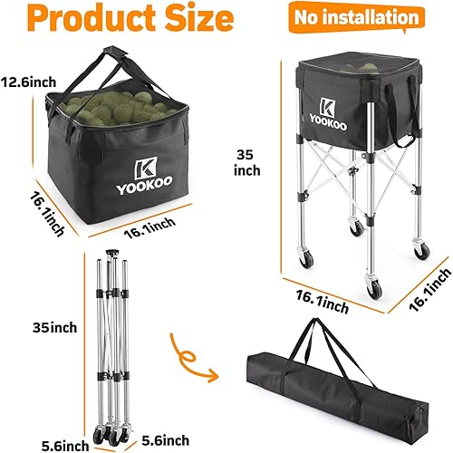 Miniatura 3 de YooKoo Sturdy Tennis Ball Hopper Holds 200 Balls, Lightweight Tennis Ball Basket, Easy to Use Without Installation for Tennis Training and Teaching