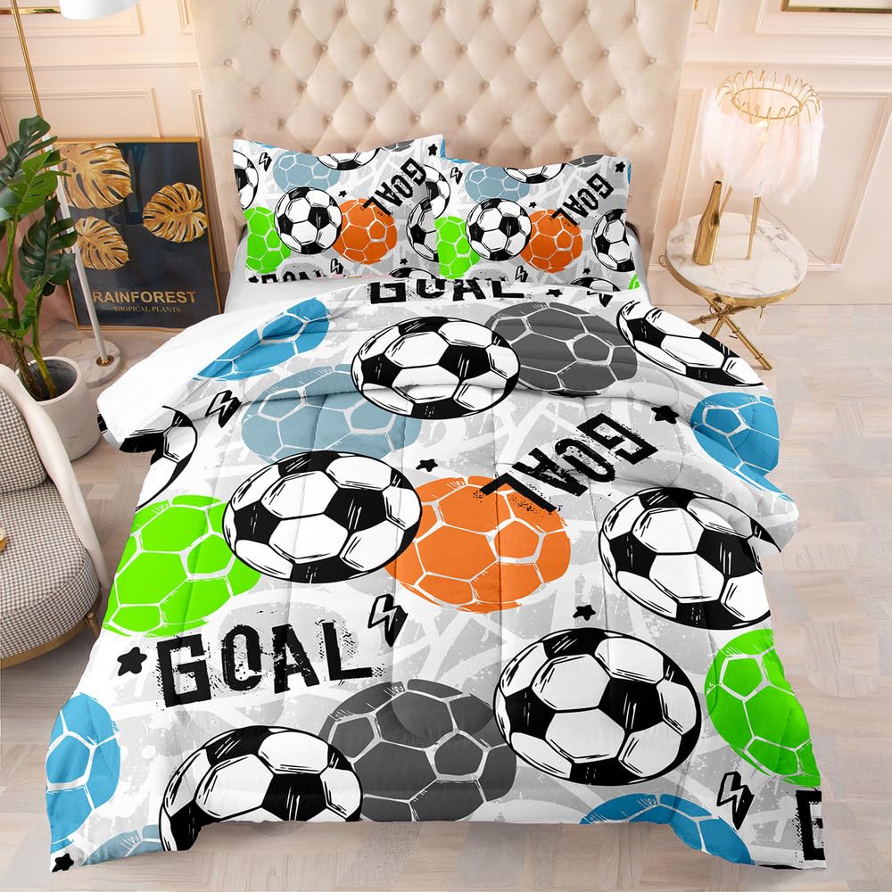 Couette football 200x200 quilt respirant 4 saisons avec 2 taies lit
