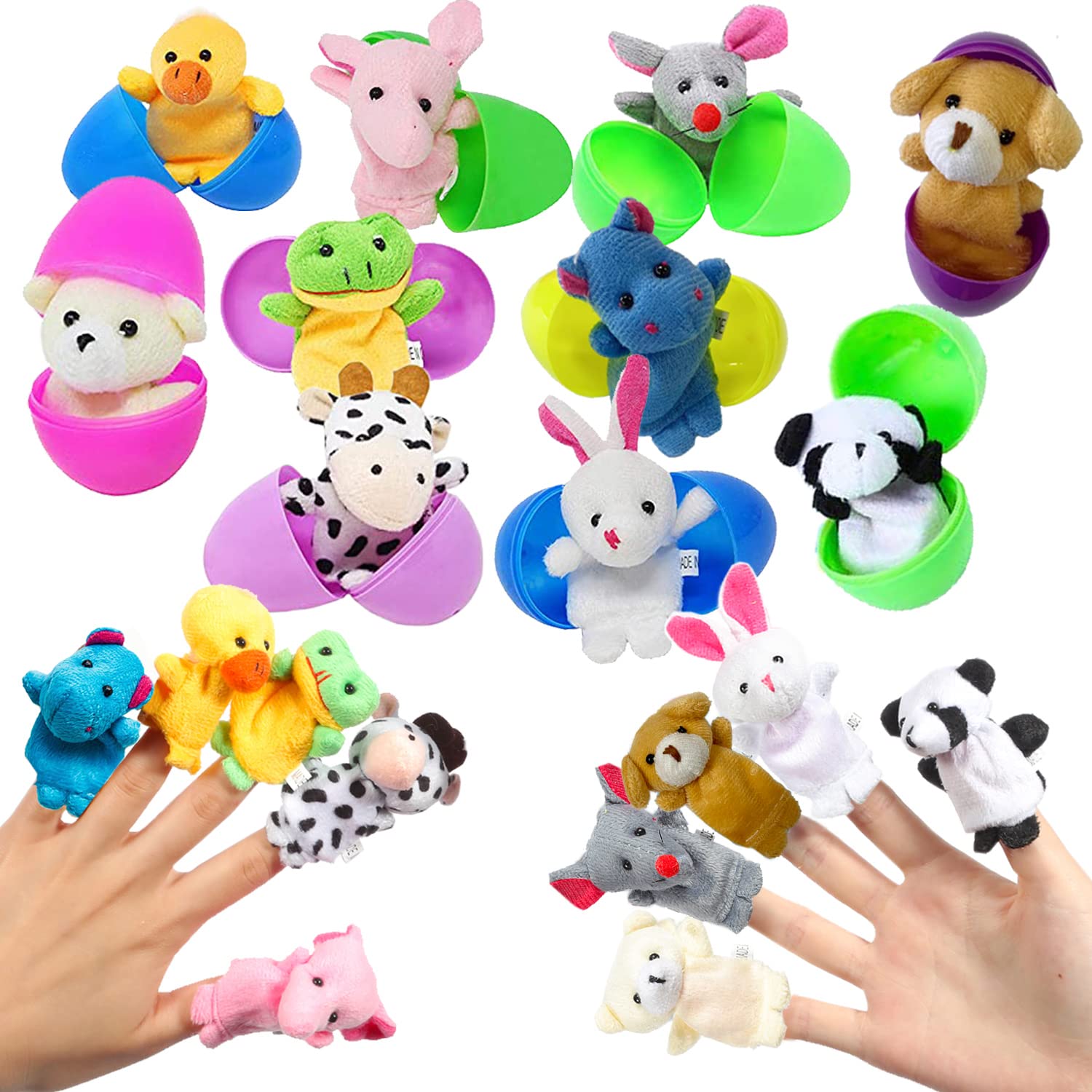 Easter Eggs Basket Stuffers 2.76'' Finger Puppet for Theme Party Favor, Egg Hunt Filler, Goodie Bag Fillers, Classroom Prize Supplies 10 Pack
