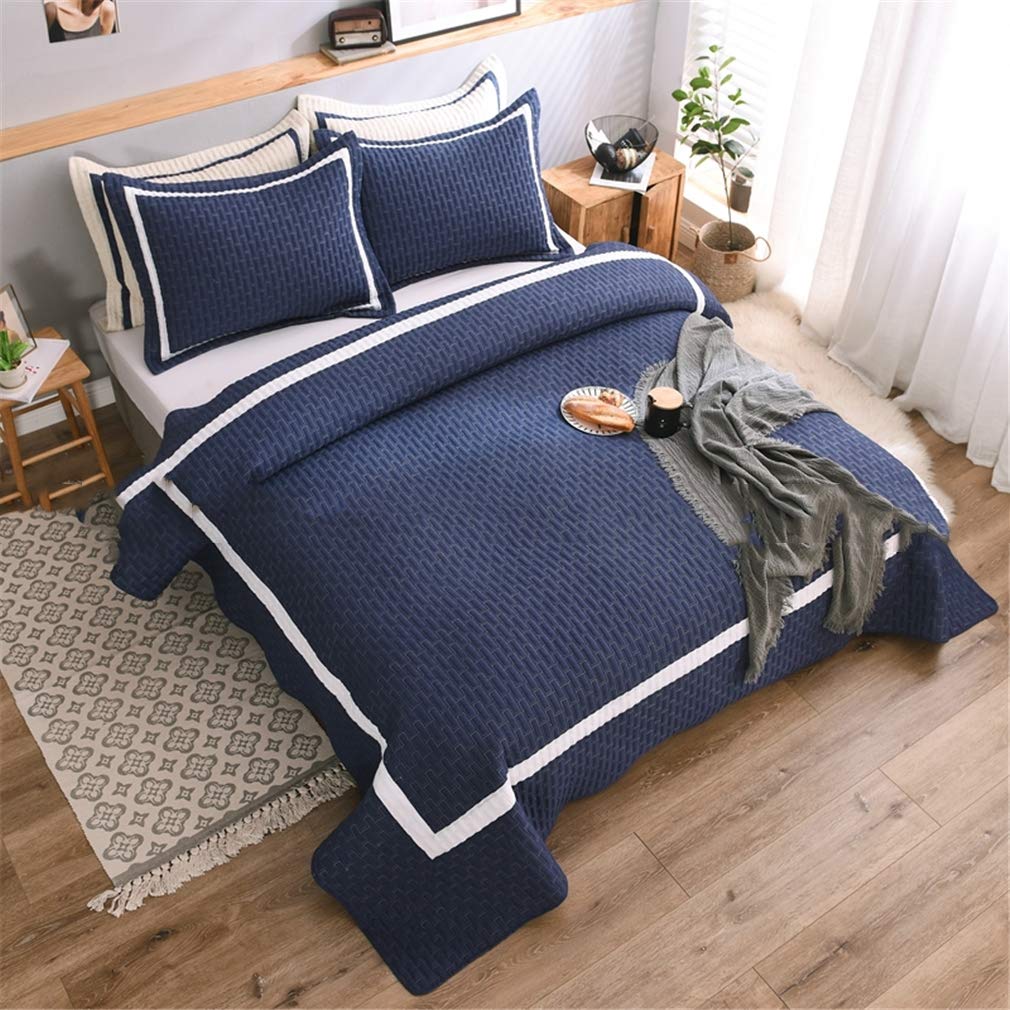 Parure de lit matelassée bleu grand lit couvre-lit double face