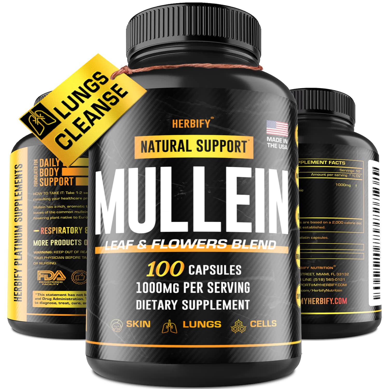 Buy Mullein Leaf s 1000mg, Mullein Lung Complex (Verbascum Thapsus
