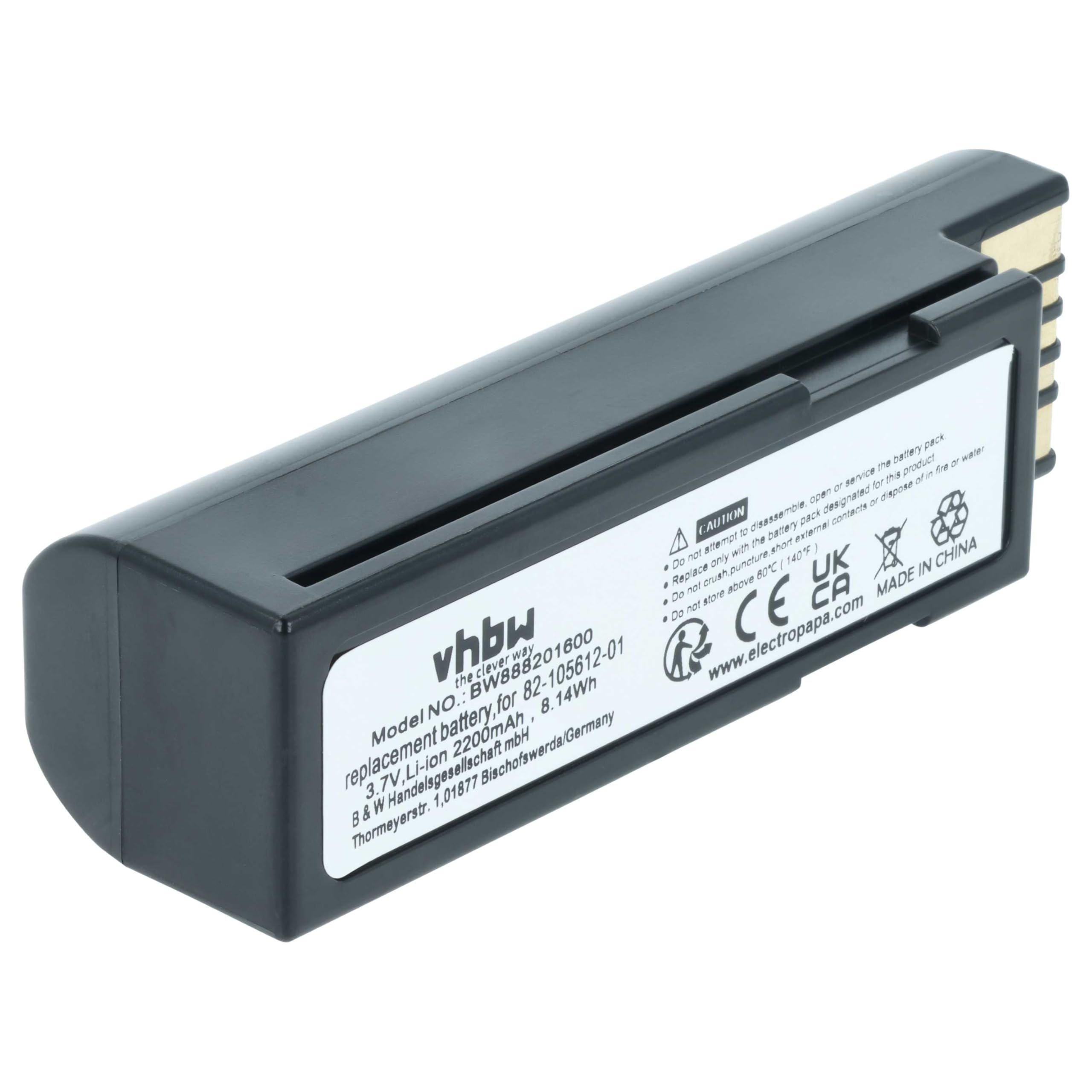 vhbw batteria sostituisce Zebra 82-166537-01, BTRY-36IAB0E-00 per lettore di codici a barre, POS (2200mAh, 3,7V, Li-Ion)