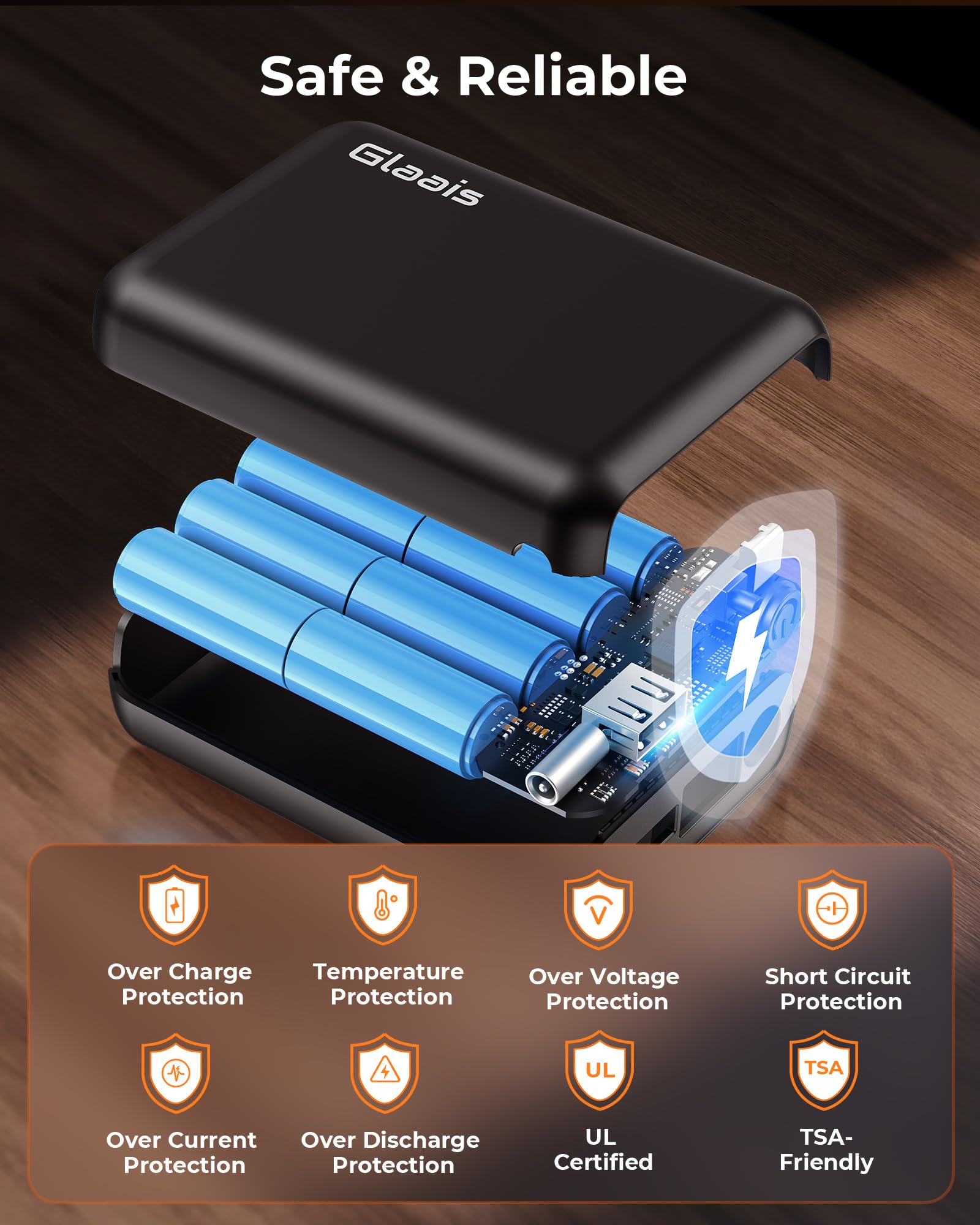 20000mAh 7.4V Heated Vest Battery Pack For ORORO, For Venustas, Rechargeable Battery For Heated Vest With LED Display And 2 Adapter Cables, Power Bank...