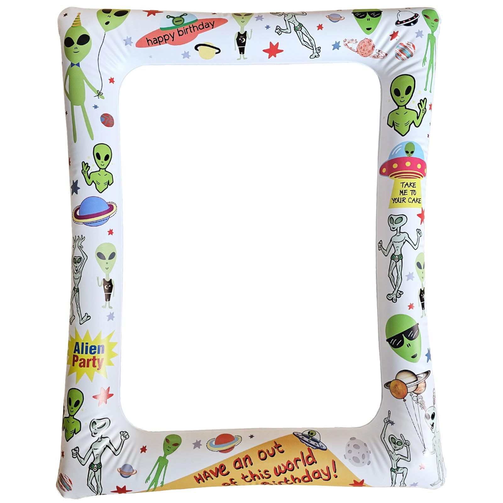 Alien Theme Inflatable Photo Booth Selfie Frame Giant Area 51 UFO Party Blow Up Picture Frame Birthday Party Decorations forTeens UFO FANS Birthdays Shower Party Supplies