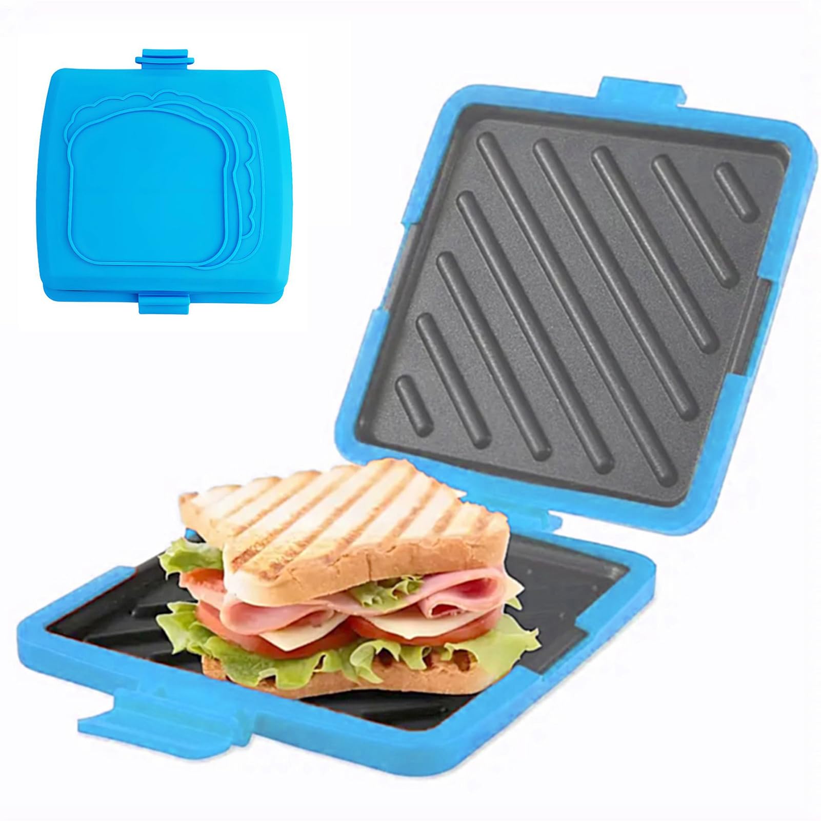 Pressa per panini - Tostapane per sandwich per microonde portatile da 6,5 pollici con rivestimento antiaderente | Macchina per formaggi con griglia in silicone, fornello snack resistente al calore per