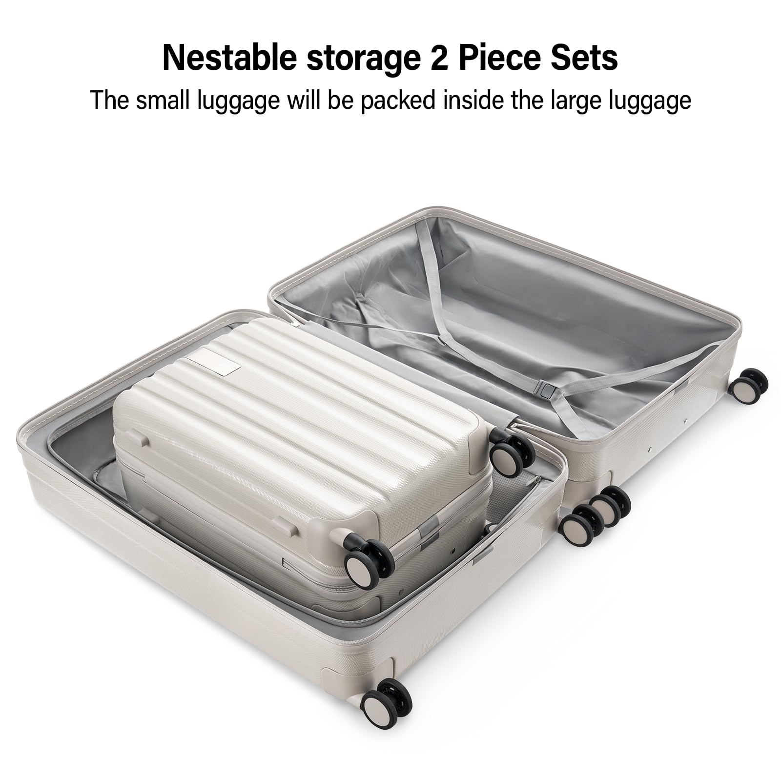 Hanke Hardshell Luggage Sets 2 Piece Extra Large Suitcases with Lock,28 Inch Luggage with Spinner Wheels, Travel Suitcase for Women Men 20 29Inch,Ivory White