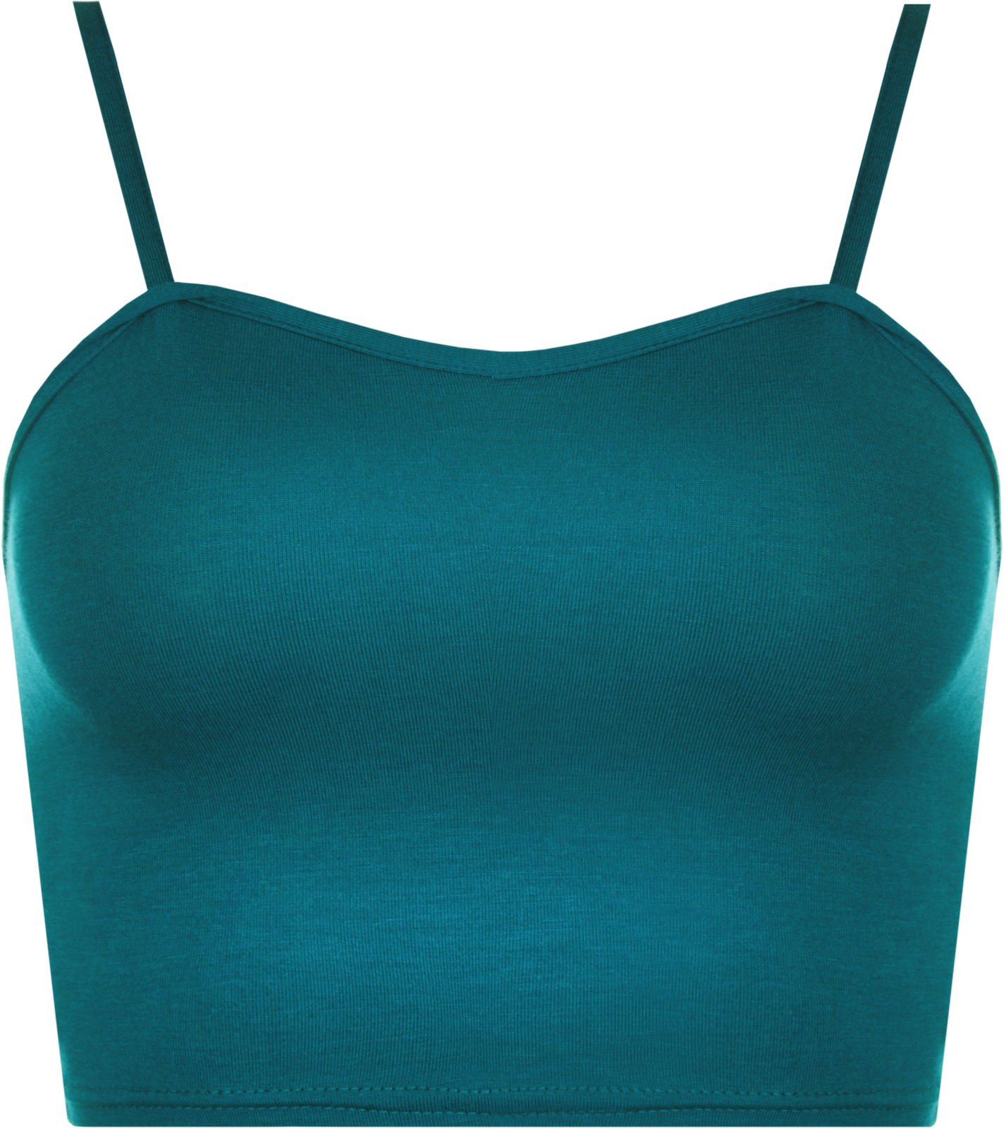 GirlzWalk Women's Ladies Crop Top Ladies Strappy Sleeveless Camisole Bralet Stretchy Vest (Teal, ML 12-14)