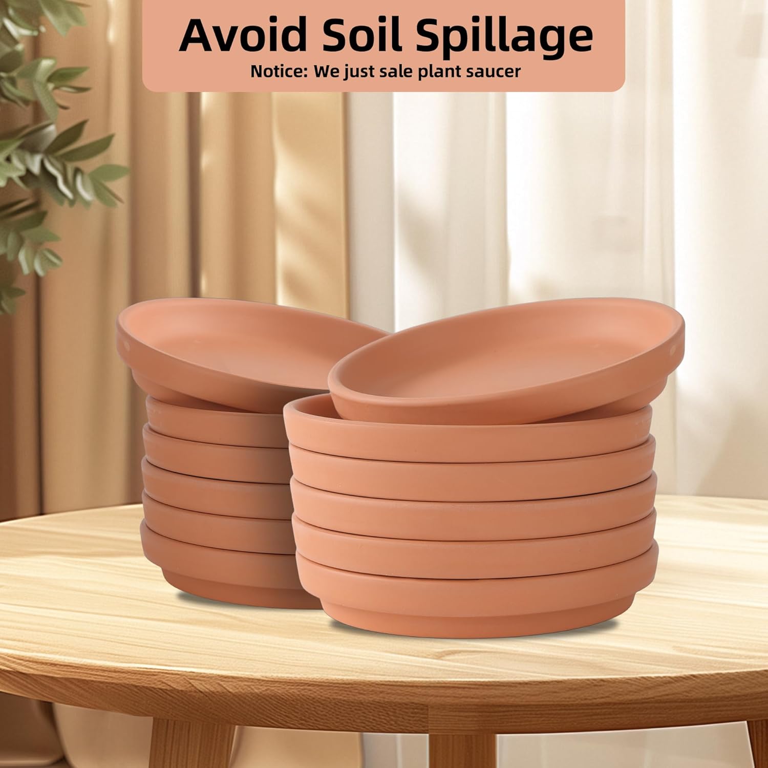 6 Inch Terracotta Plant Saucer Pots Tray - 6 Pcs Round Planter Saucers for Indoor & Outdoor Plants, Small Clay Trays Perfect for 5 Inch 5.5 Inch 6 Inch Flower Pot (6INCH)