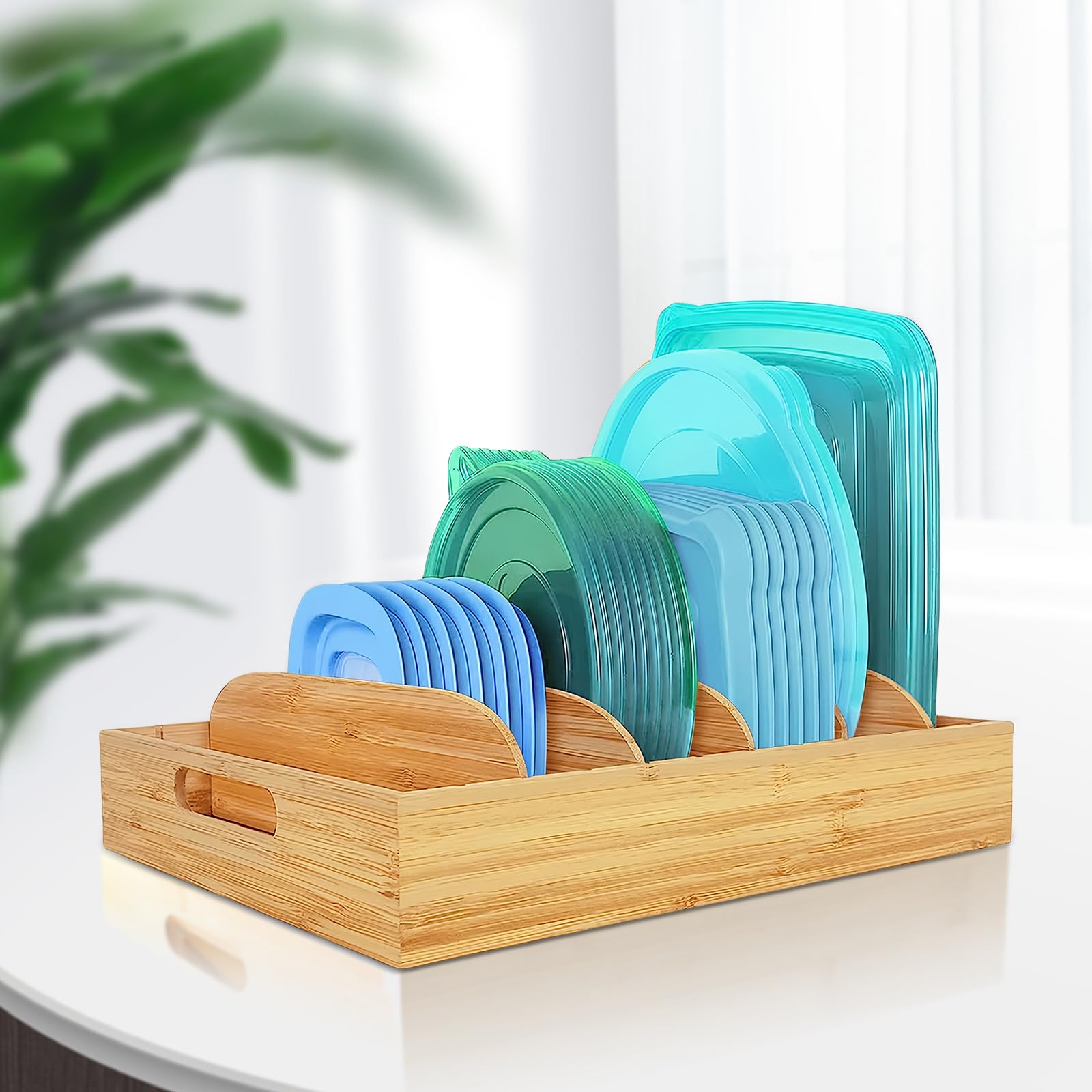 Organizer Per Coperchi Tumbler In Bambù - Contenitore Verticale Da 880g Per Fino A 10 Coperchi - 2