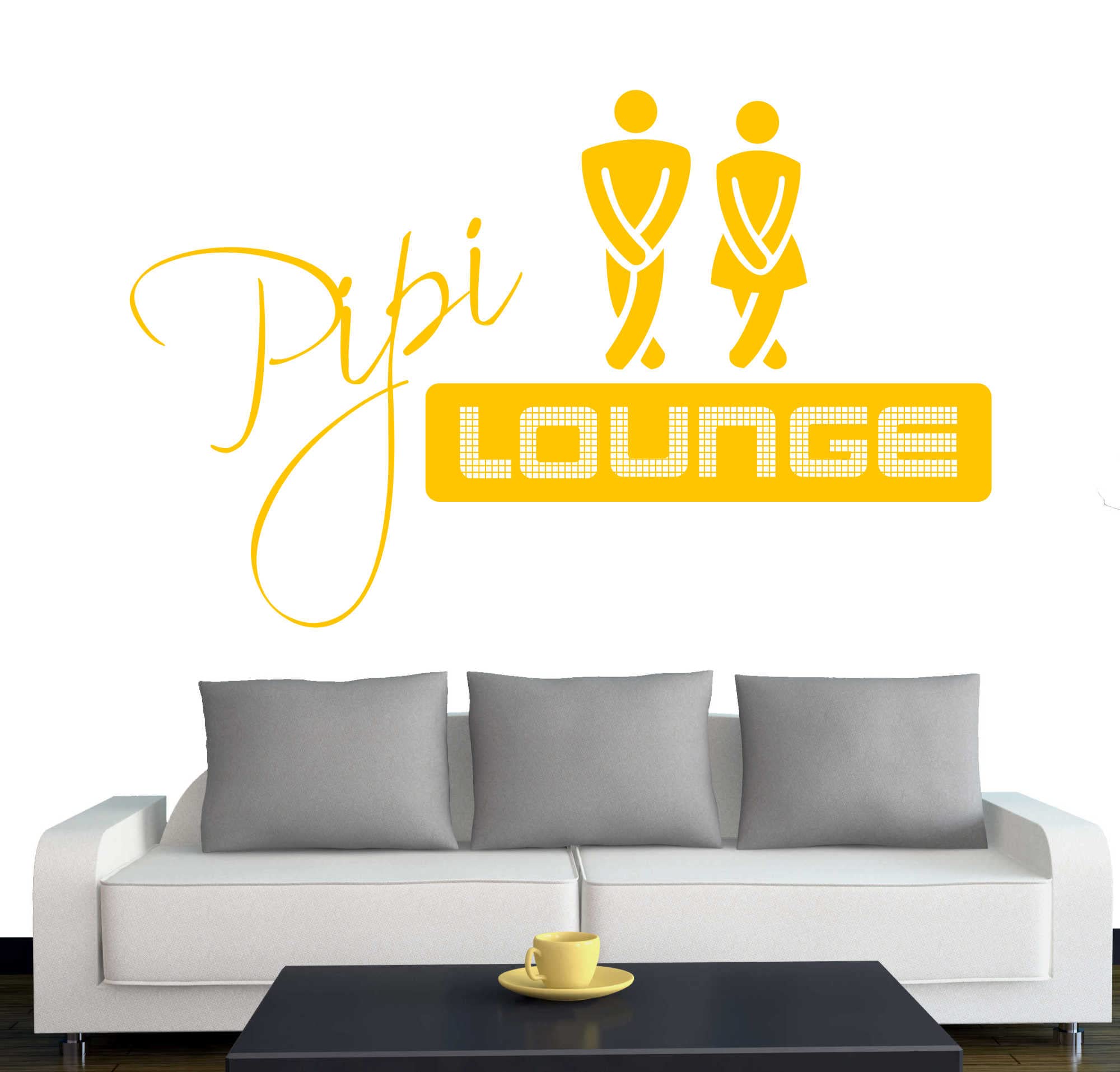Wandtattoo Pipi Lounge – 40x25 Cm, Schwarz, Aus Matter Vinylfolie, Rückstandslos Entfernbar