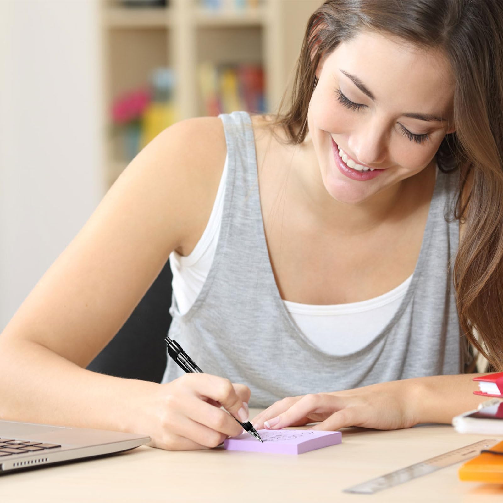 Confezione da 300 penne a sfera con inchiostro nero, 1,0 mm, penne a sfera retrattili a punta media, per scrittura di diari, ufficio, scuola