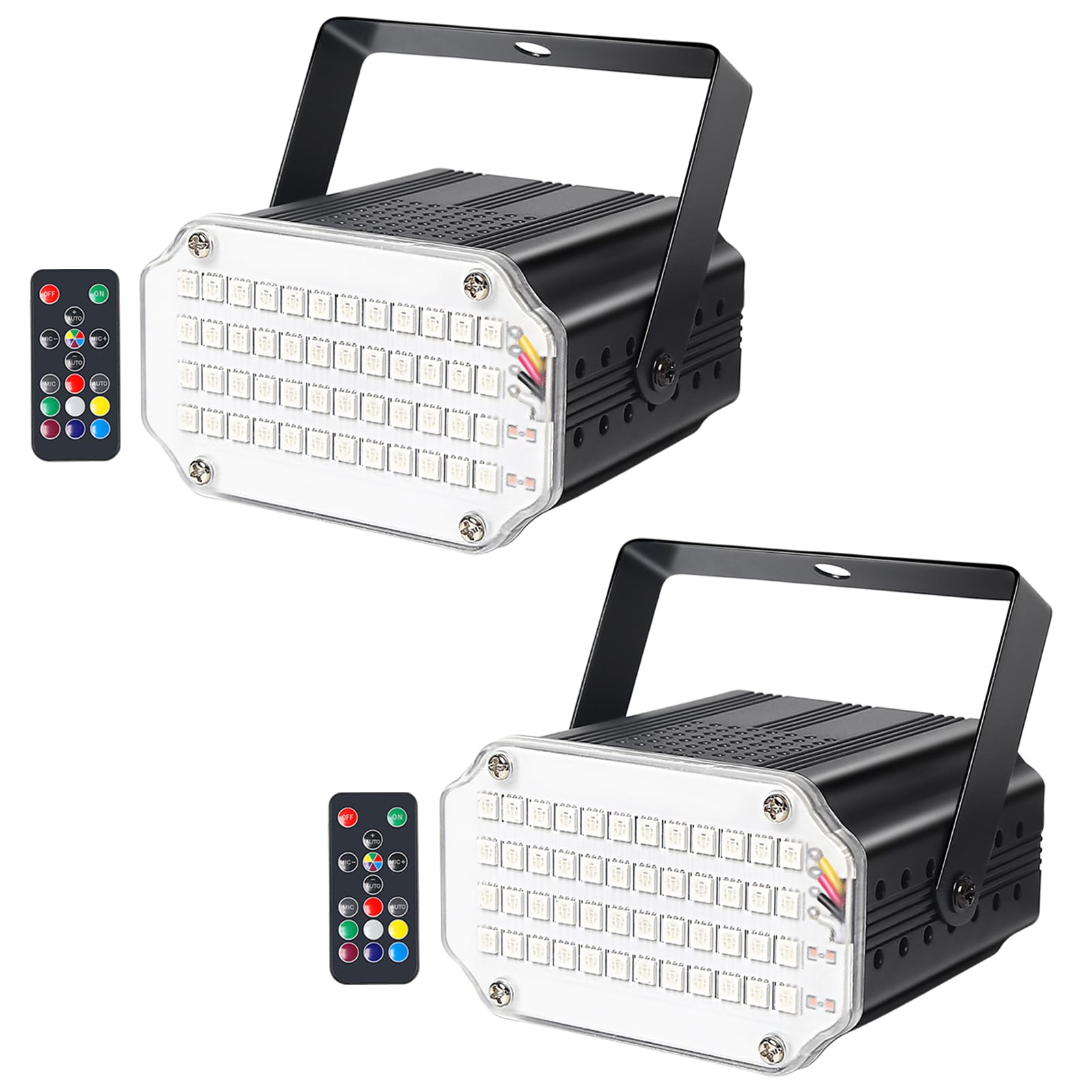 Luz estroboscópica de color de 48 LED para fiestas, luz estroboscópica de roedores para Halloween, luz estroboscópica pequeña para niños, control remoto inalámbrico, luz estroboscópica eléctrica