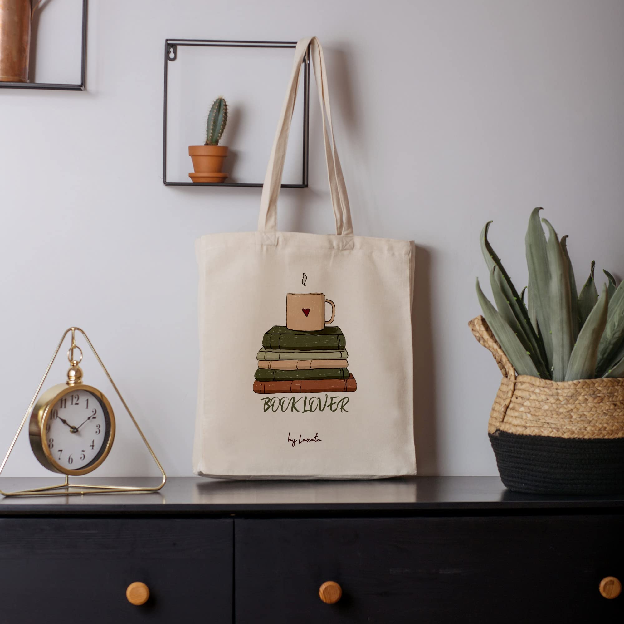 Bolsa Tela Tote Bag - Bolsos Bandolera Mujer - Bolsas de Algodón Natural 100% Reutilizables - Extra Ancho 8cm Asas Largas 70cm 220 gr/m2 - Bolsas de Tela Bonitas - 4