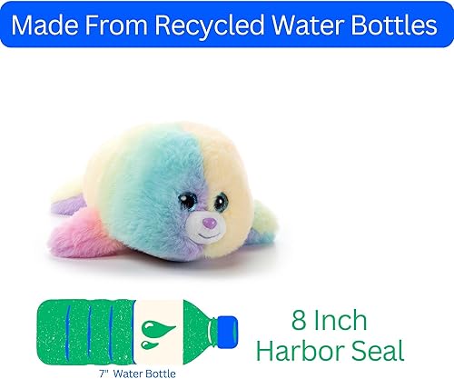 Miniatura 6 de The Petting Zoo Peluche de animal de foca, animales Ombrez, juguete de peluche con sello arcoíris de 9 pulgadas