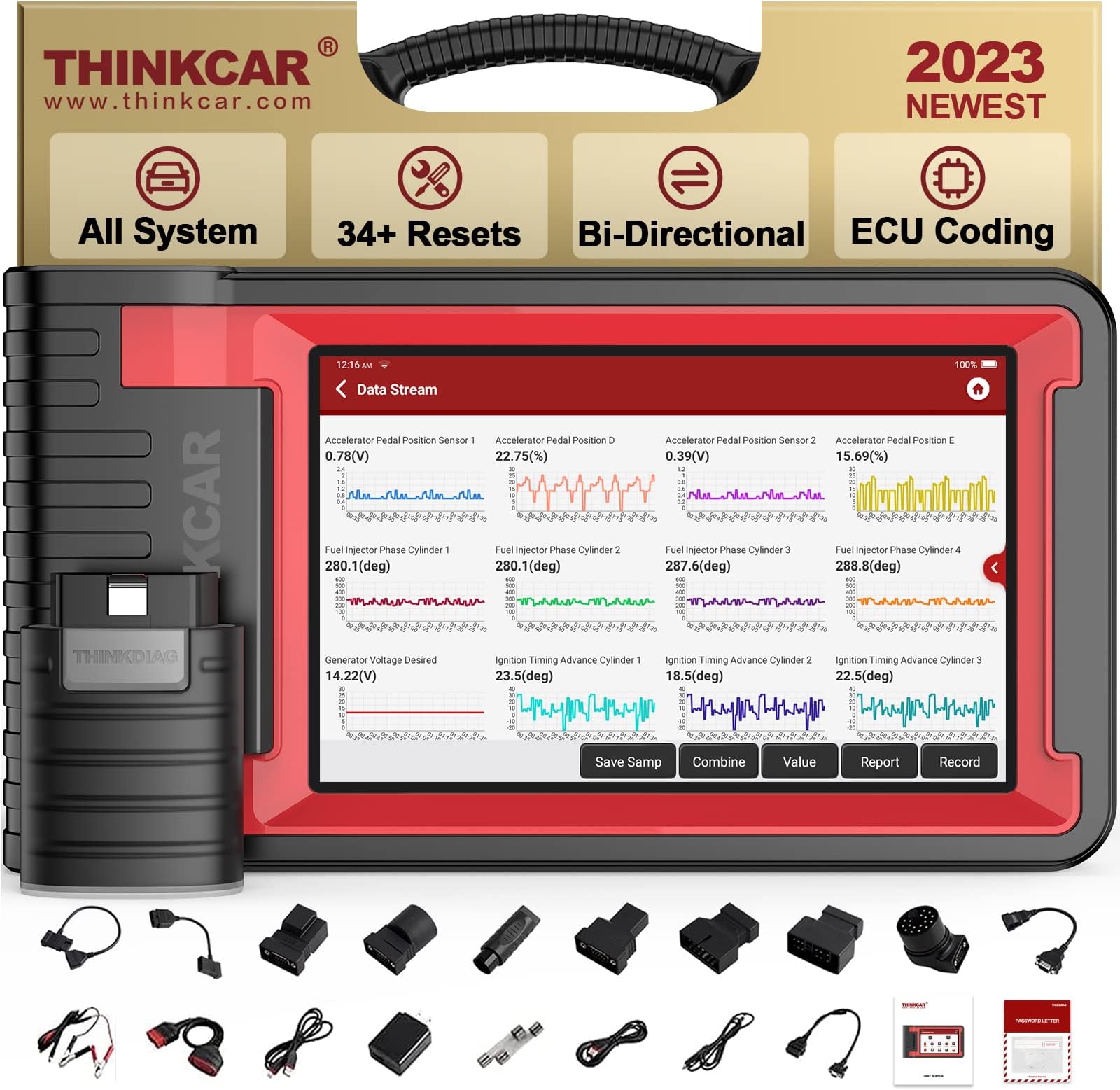 THINKCAR Bidirectional Scan Tool ThinkTool Pd8, 2023 New OEM Full System & 34+ Service Car Scanner Diagnostic for All Cars, ECU Coding, Key Programmer, AutoAuth for FCA SGW, Power Balance, Free Update