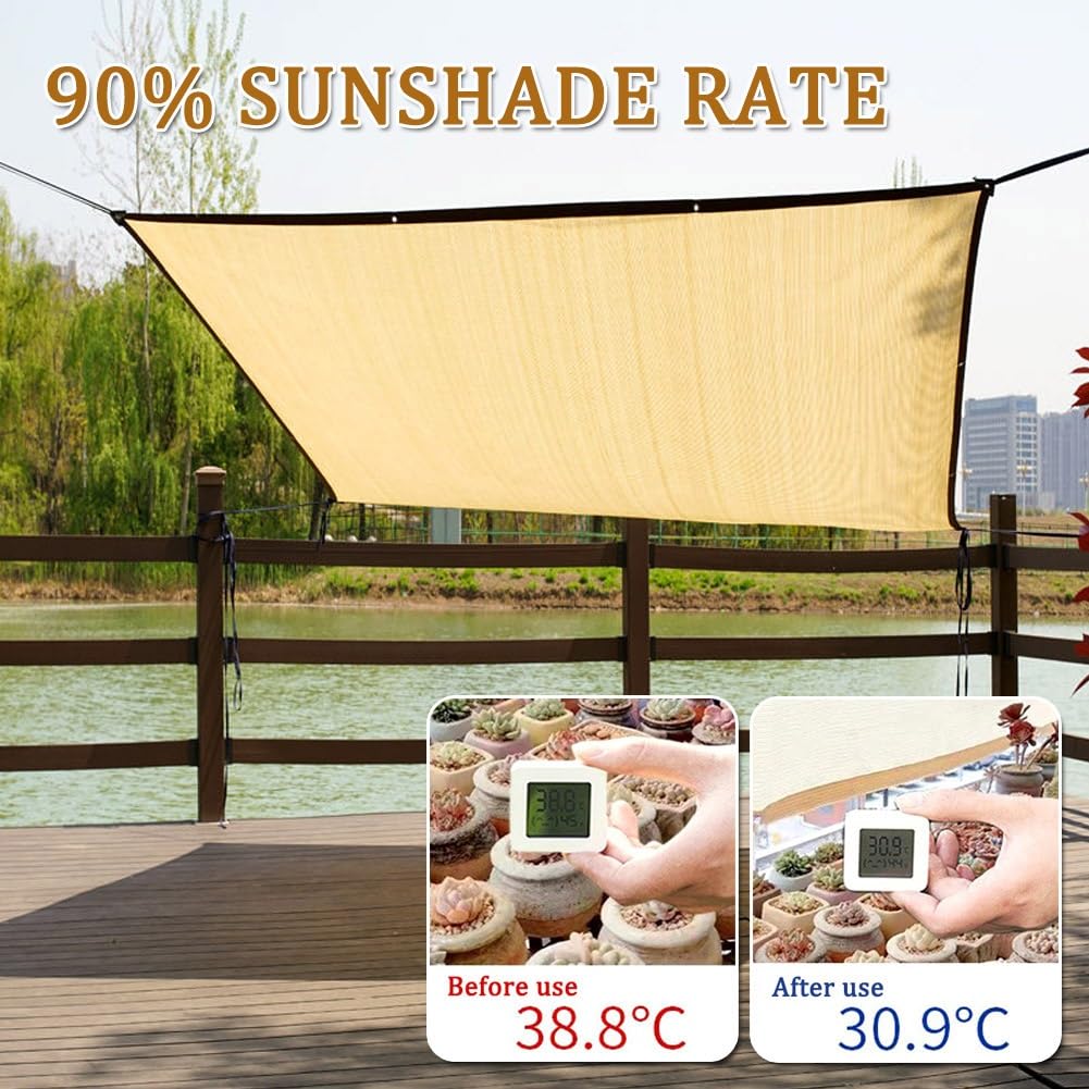 Filet D'ombrage pour Pergola 90% Anti-UV Voile D'ombrage 2x4.0m 3x8.0m 5x7.0m 8x10.0m 12x12.0m Filets De Protection Solaire pour pour Jardin Toit Filet Anti Chaleur(4x7.0m)