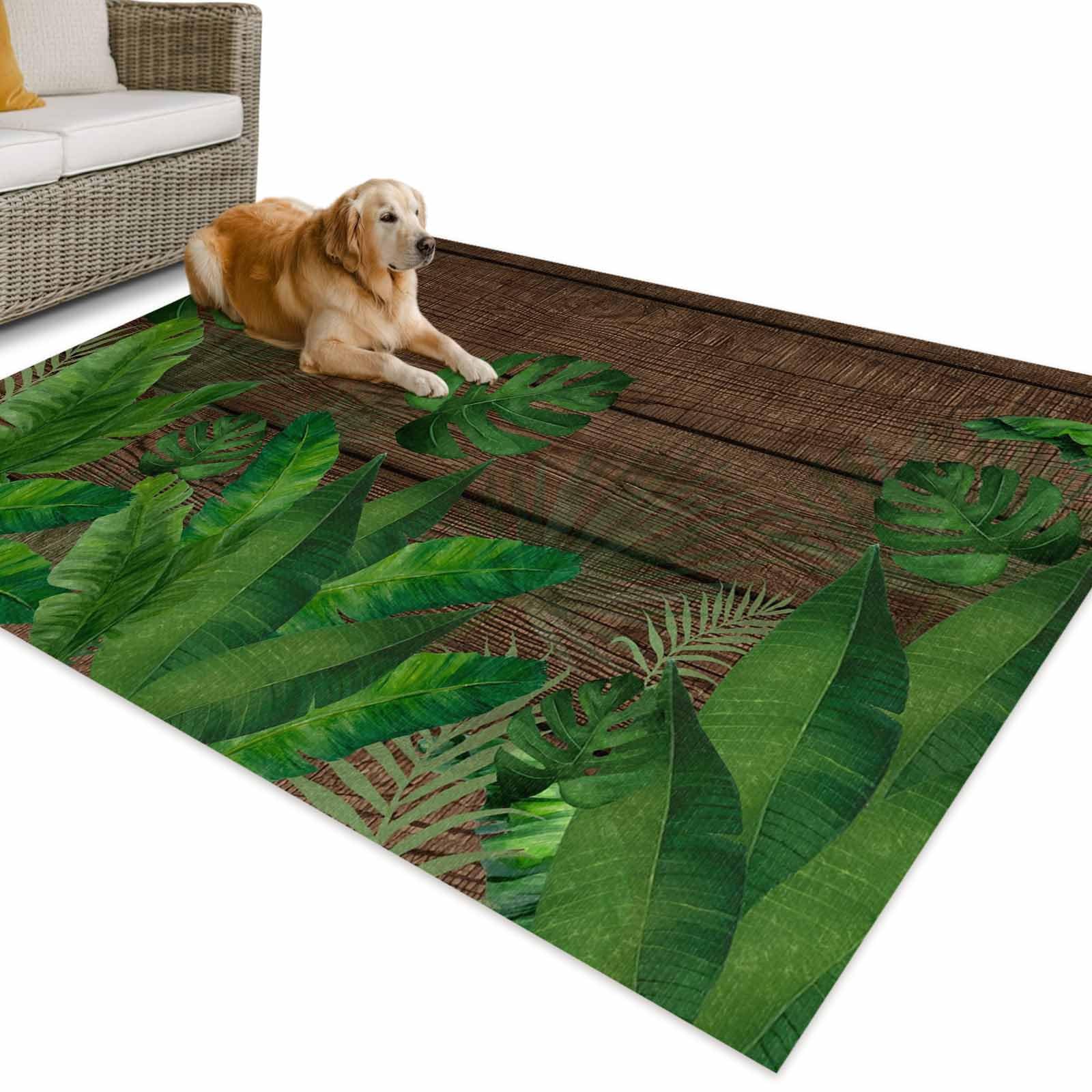 Amazon.com: Outdoor Rug 5x8ft Summer Green Palm Leaves Monstera