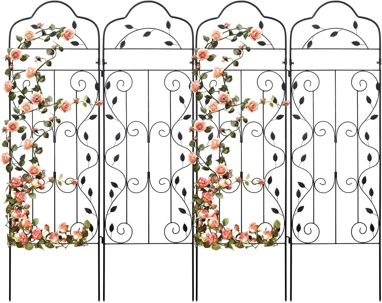 hogardeck 4 Packs 60 * 18 inch Metal Garden Trellis for Climbing Plants Outdoor,Heavy Duty,Black Coating Rustproof Trellis for Rose, Vegetable, Flowers, Expandable,Perfect for Training Climbing Plants 4pcs 60 * 18 inch