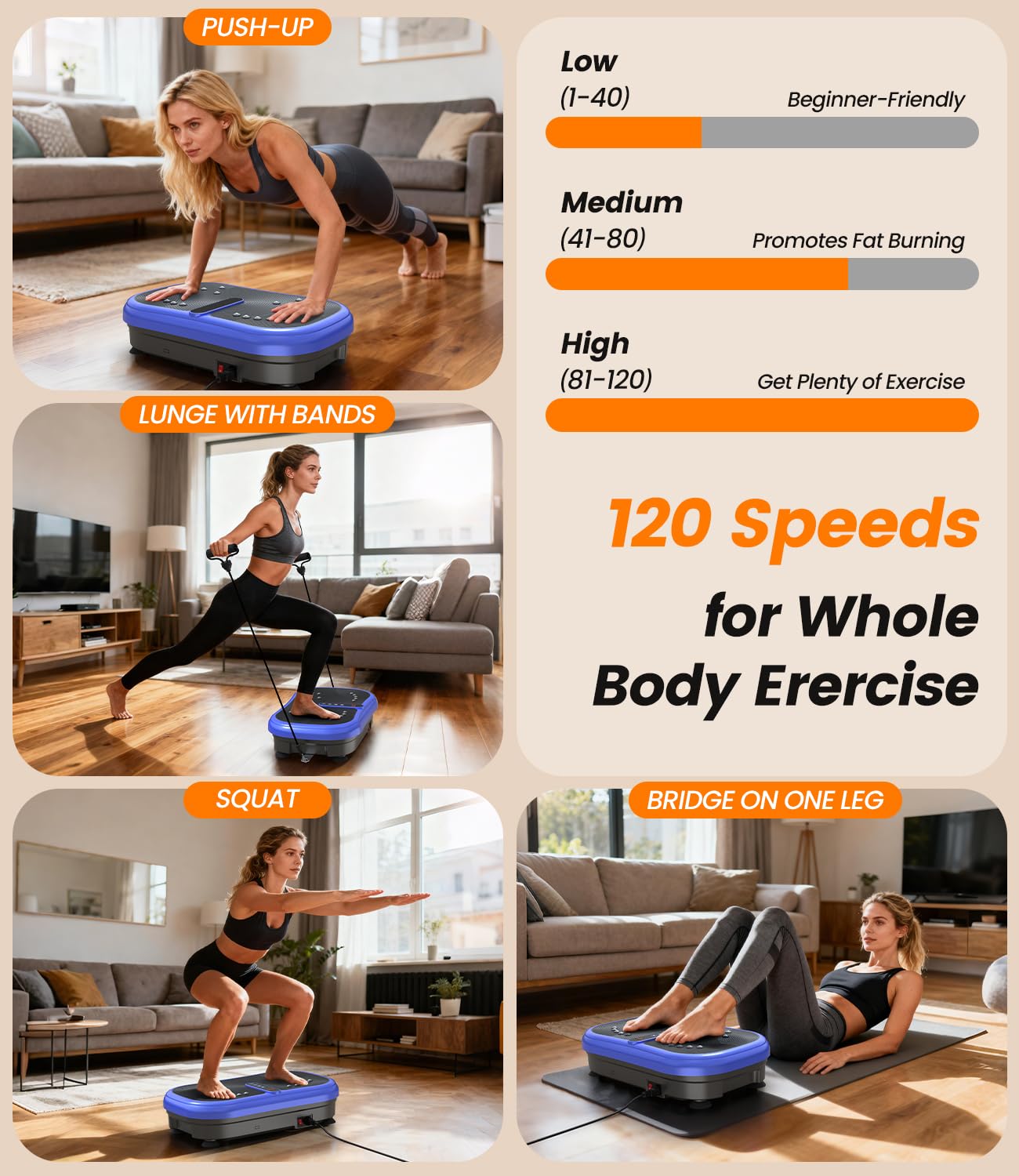 Plateforme Vibrante 200W, 120 Niveaux, Télécommande, Portée 120 kg - Plaque Vibrante Fitness pour Perte de Poids, Raffermissement Musculaire et Récupération - Idéal pour Maison