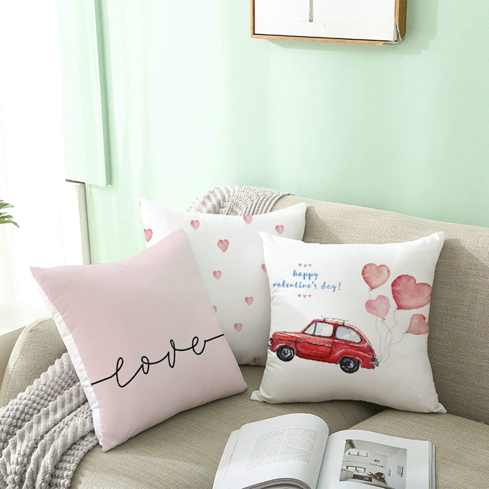Epinki Housse de Coussin 40 x 40, Housses de Coussins Coeur à Rayure Housse Oreiller de Canapé en Polyester, Bleu Or Epinki Housse de Coussin 40 x 40, Housses de Coussins Coeur à Rayure Housse Oreiller de Canapé en Polyester, Bleu Or