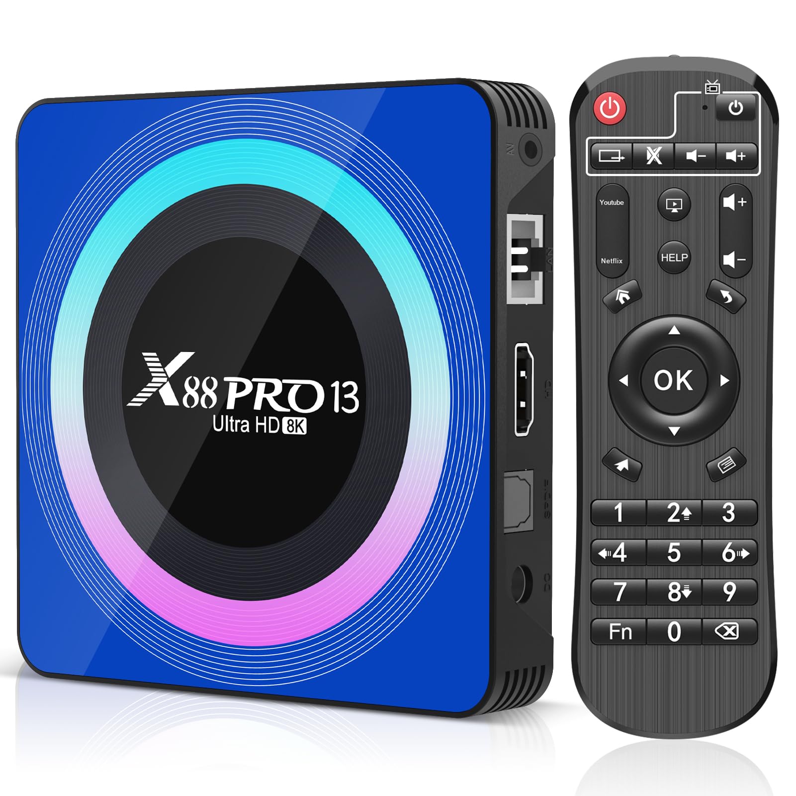 X13 TV Box Android 13.0, 4GB RAM E 32GB ROM, Processore RK3528 Quad-Core, Supporto 8K E Wi-Fi Dual Band, Per Streaming E Giochi