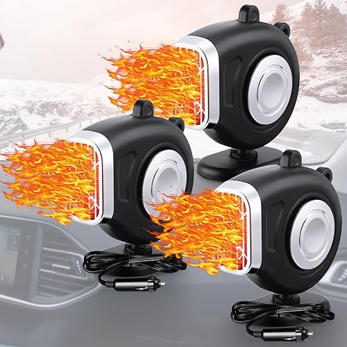 3 piezas 12v 150w calentador de coche que se conecta al encendedor de cigarrillos 2 en 1 calentador de coche portátil y descongelador 12v calentador